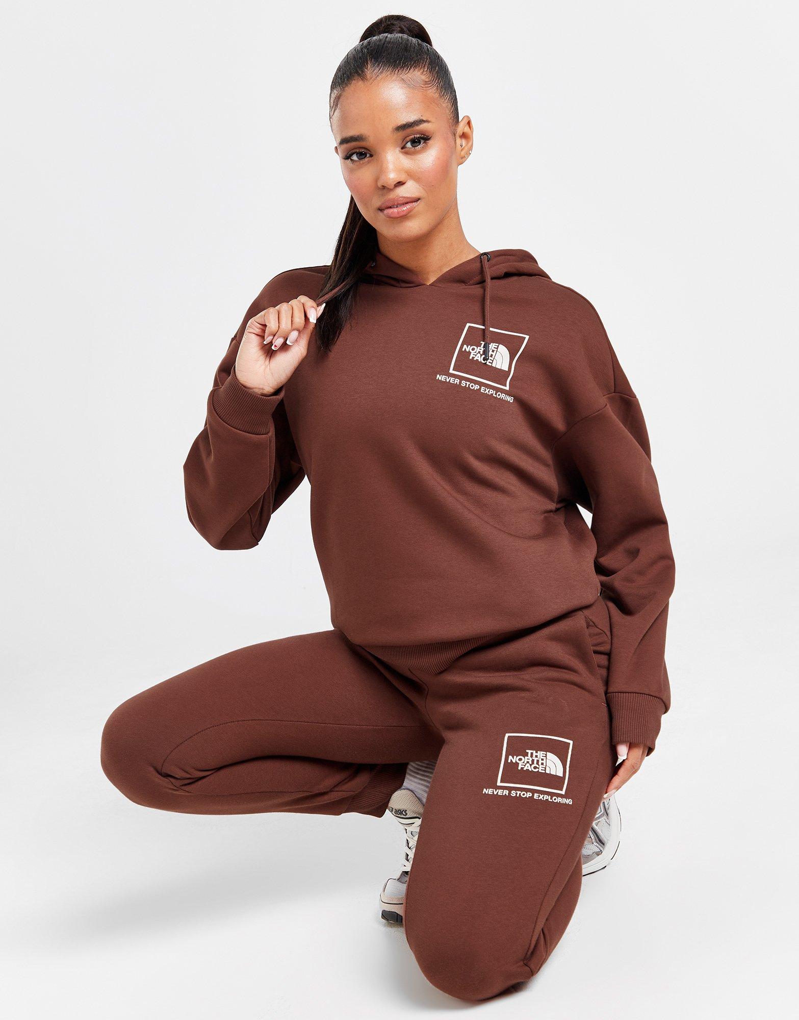 The North Face Logo Box Brown High Waisted Fleece Jogger Sweatpants