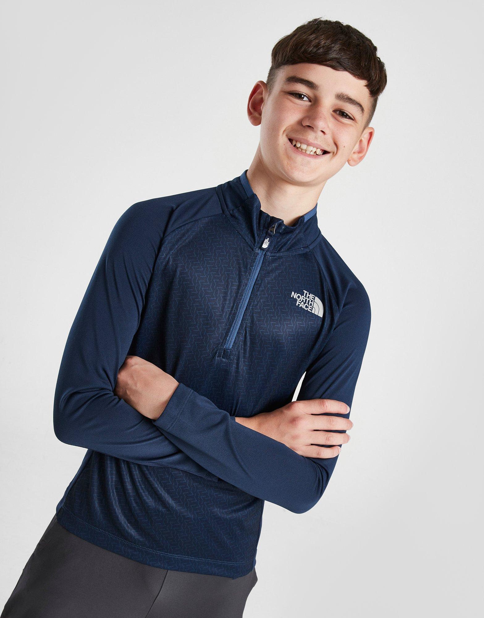north face performance 1 4 zip blue