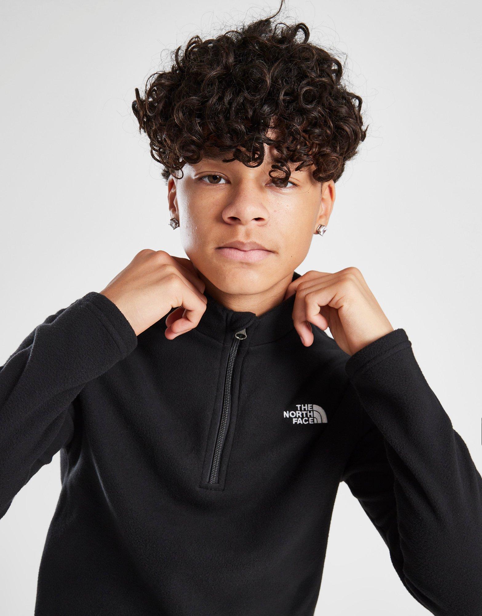 Black The North Face Glacier 1/4 Zip Fleece Top Junior