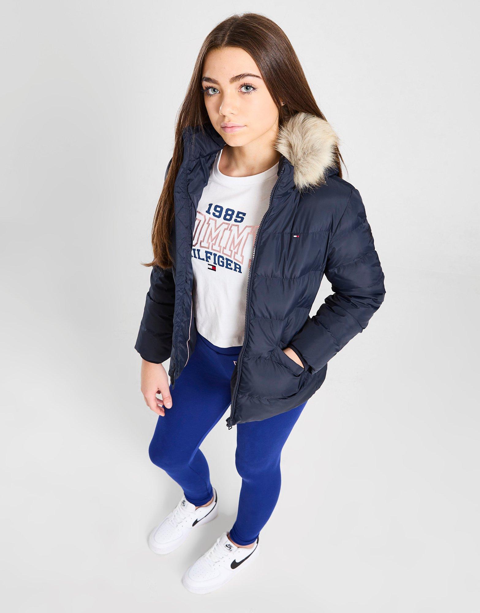 Tommy Jeans essential polyester hooded puffer jacket in navy