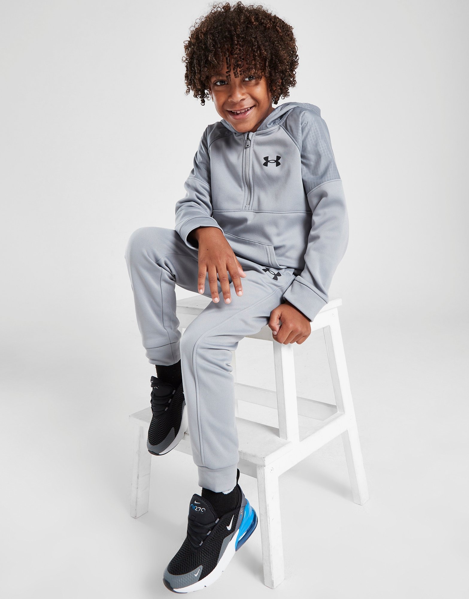 Grey Under Armour Emboss Overhead Tracksuit Children - JD Sports NZ