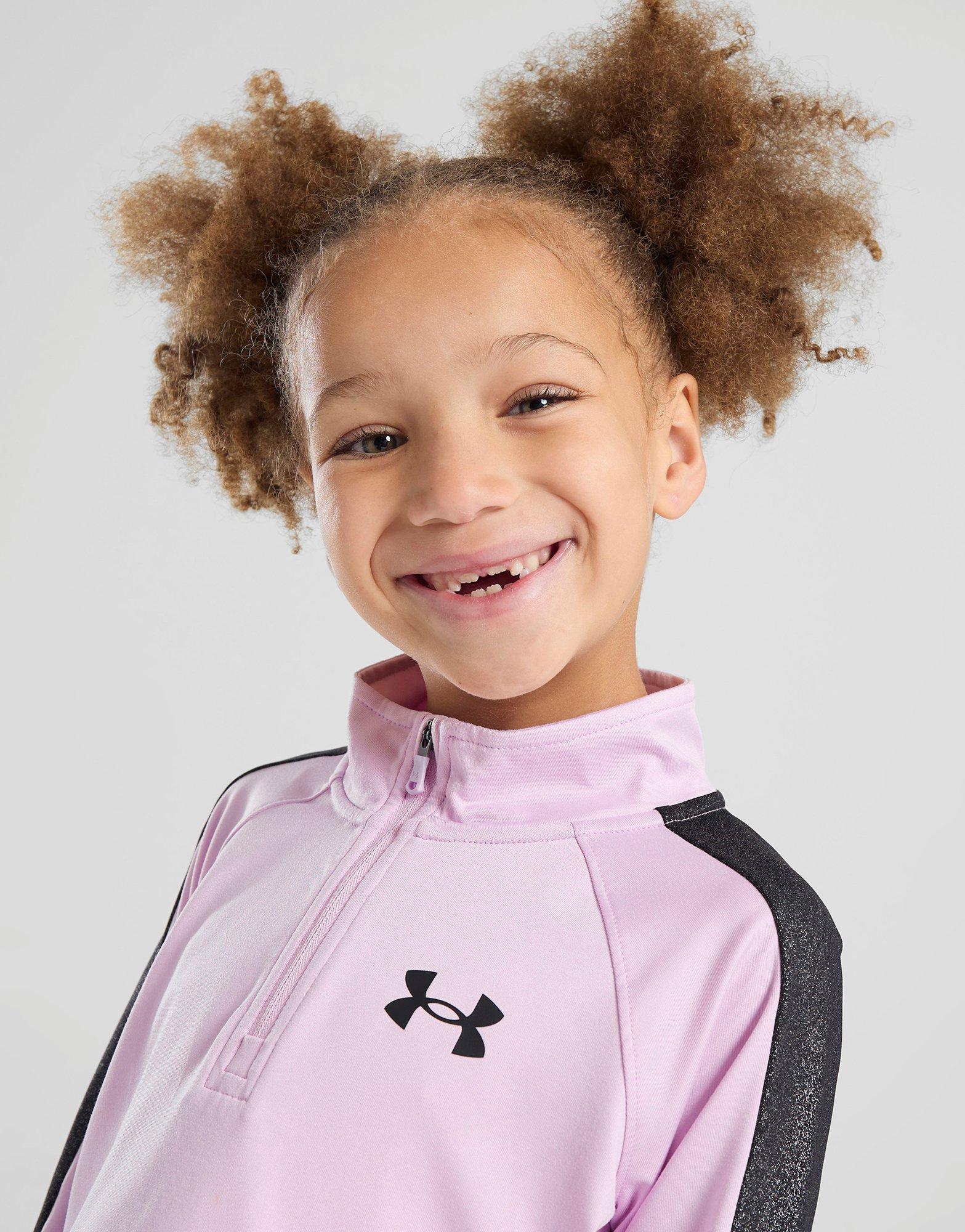 Pink Under Armour Girls' 1/4 Zip Top/Leggings Glitter Set Children