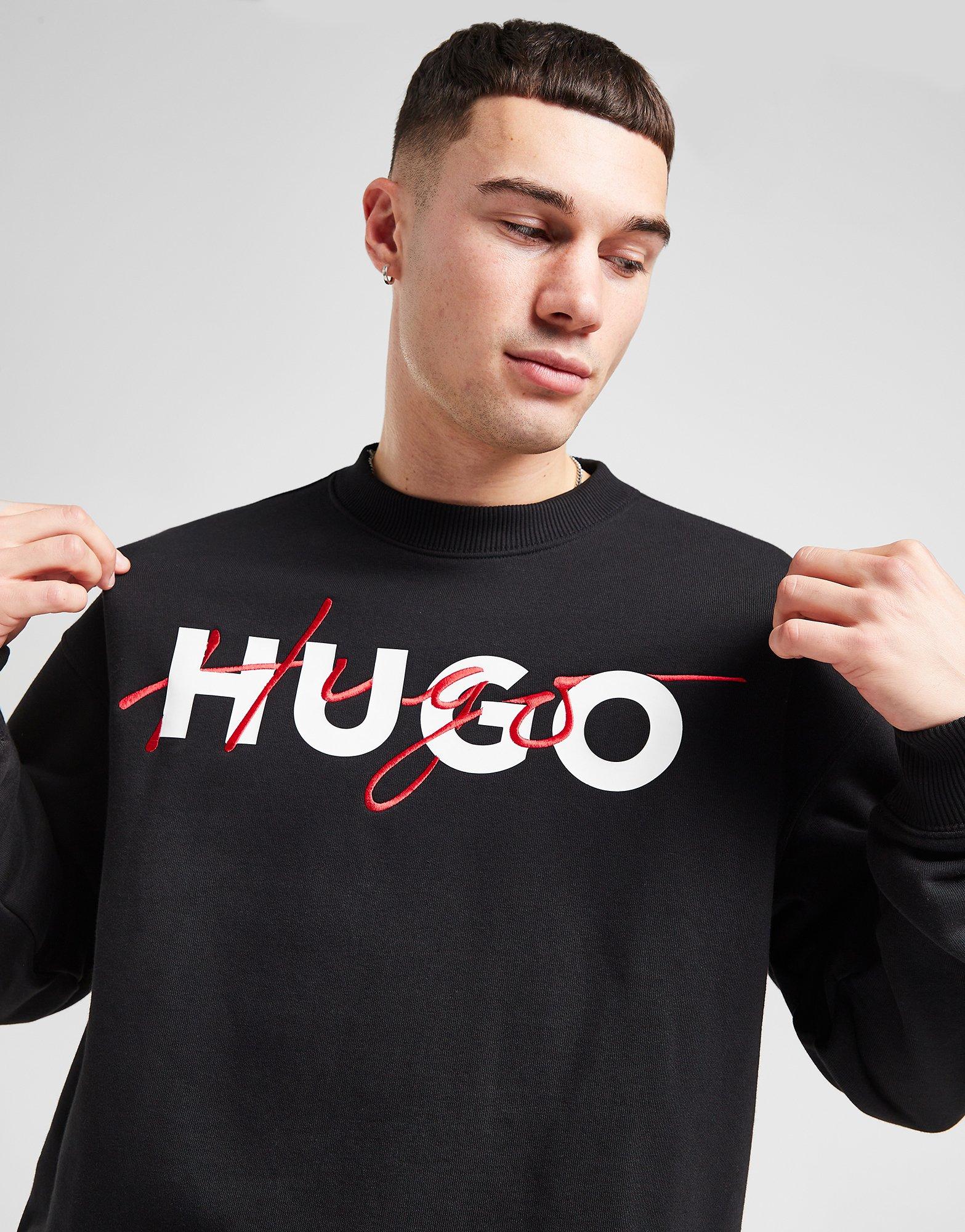 Black HUGO Script Droyko Crew Sweatshirt | JD Sports Global