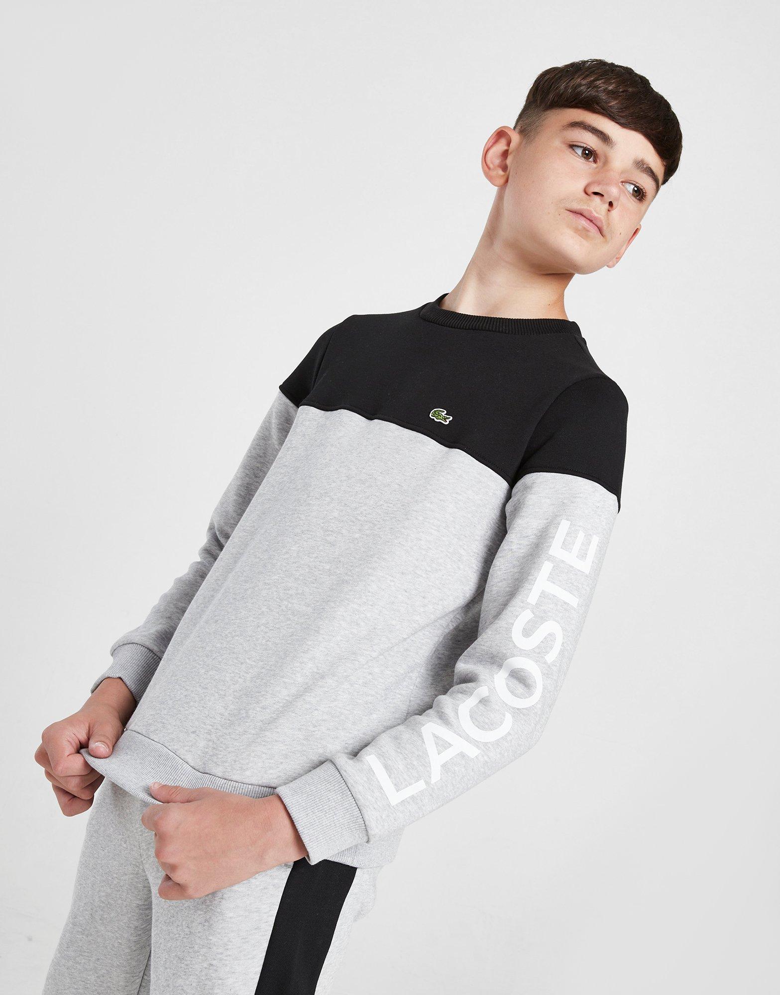 Lacoste colour block crew on sale sweatshirt