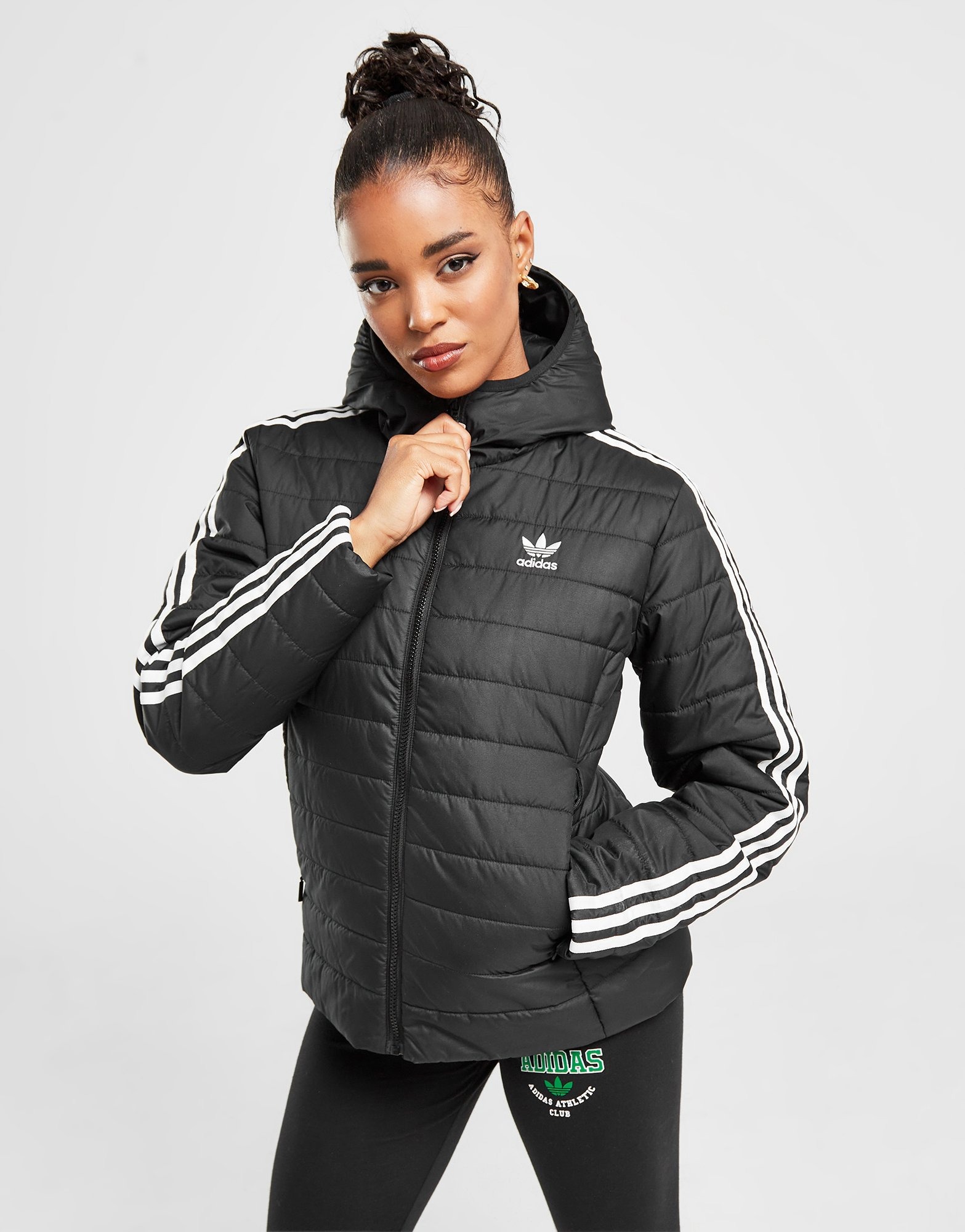 Black adidas Originals 3 Stripes Slim Padded Jacket JD Sports UK