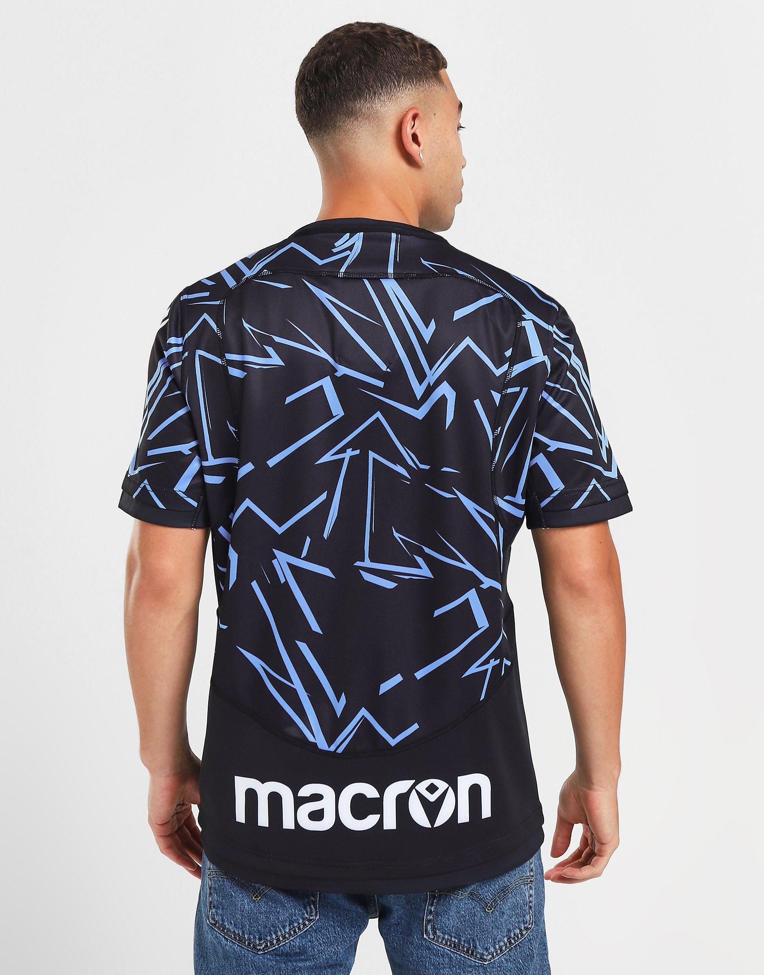 Macron Cardiff Rugby Training Shirt Black/Sky Blue 2023/24