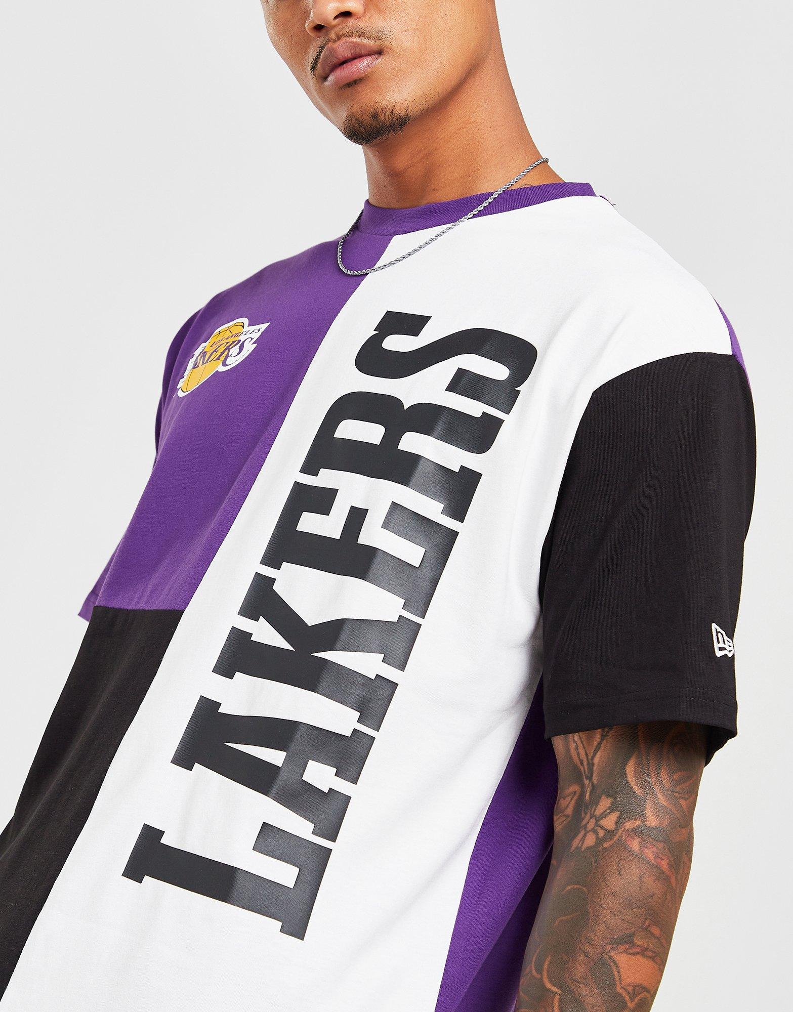 New era 60357086 NBA Cut And Sew Los Angeles Lakers Short Sleeve T-Shirt  Purple