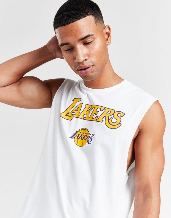 47 Brand Men's Los Angeles Lakers Big Logo Short Sleeve T Shirt Large L Gold