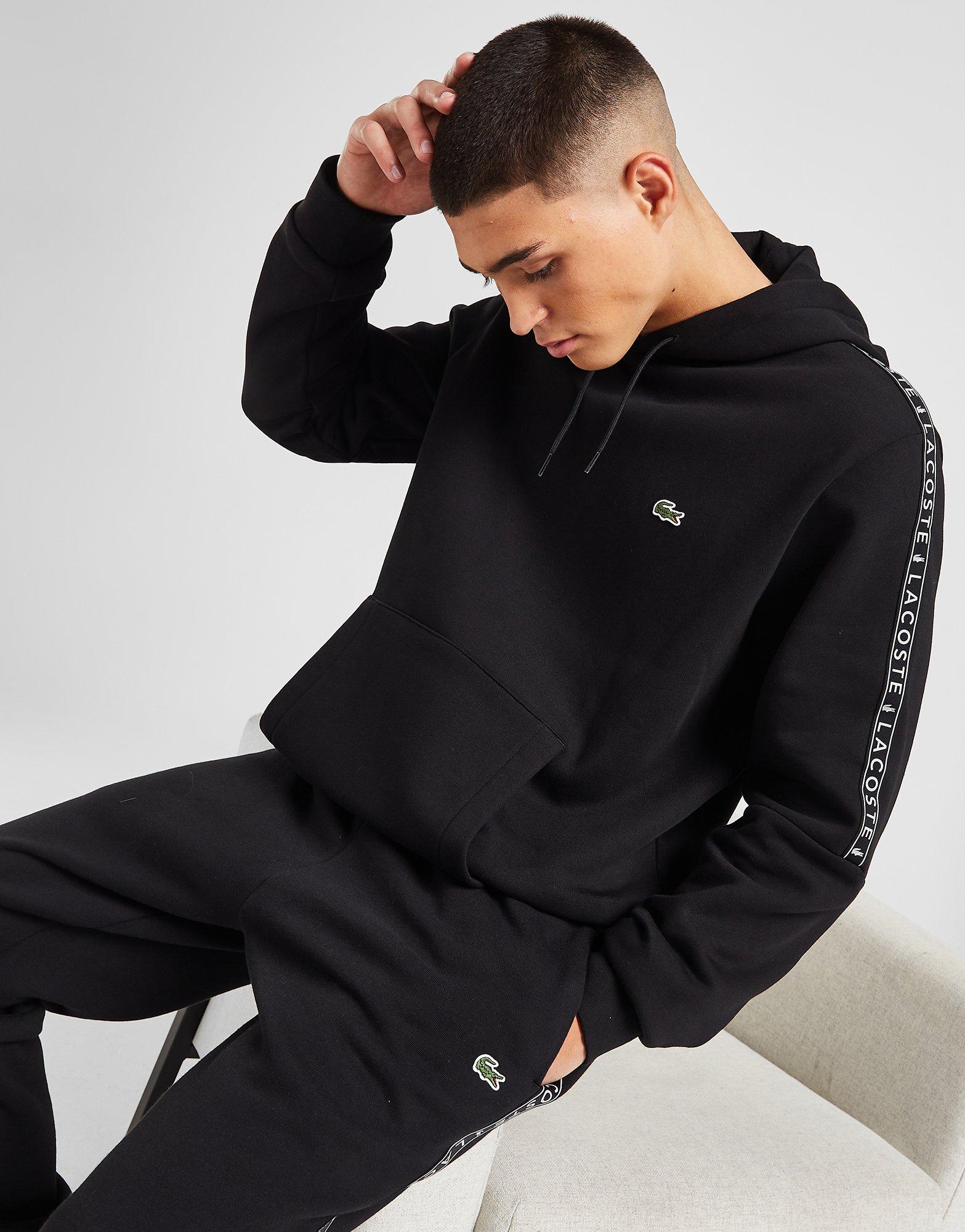 Black Lacoste Tape Overhead Hoodie | JD Sports