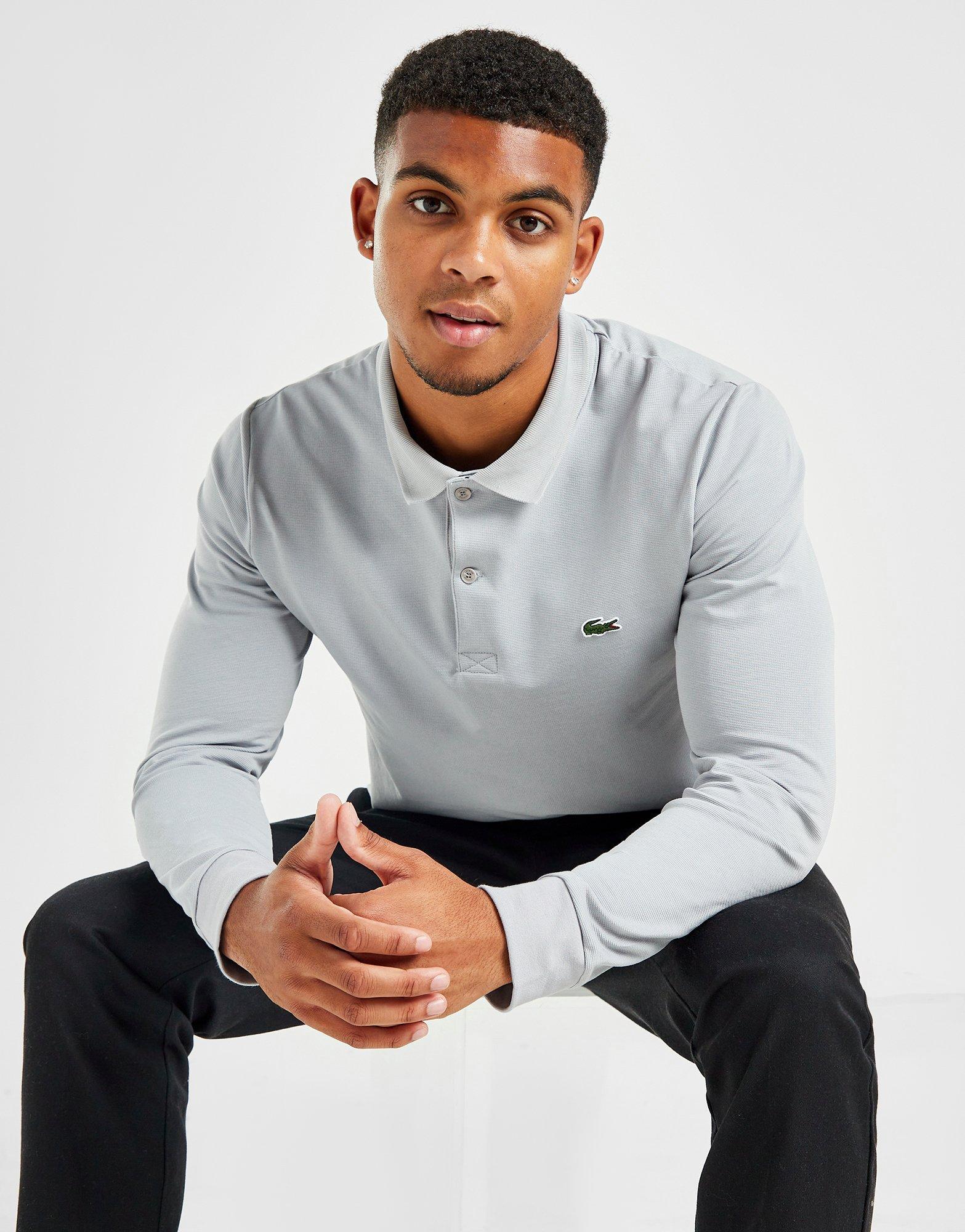 Grey lacoste polo outlet shirt