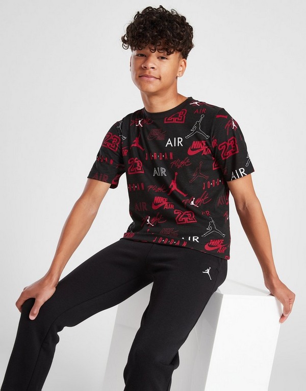 Black Jordan All Over Print Mix T-Shirt Junior
