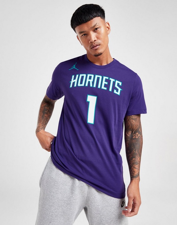 Purple Jordan NBA Charlotte Hornets Ball #1 T-Shirt