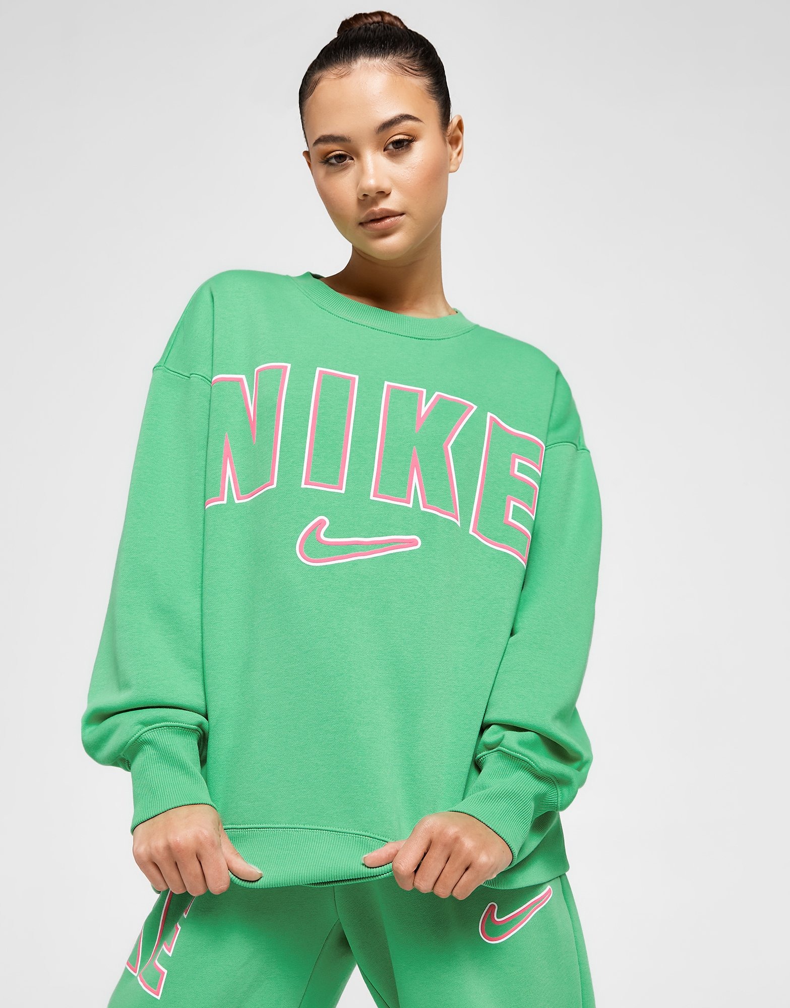Green Nike Phoenix Fleece Varsity Crew Sweatshirt JD Sports, 59 OFF