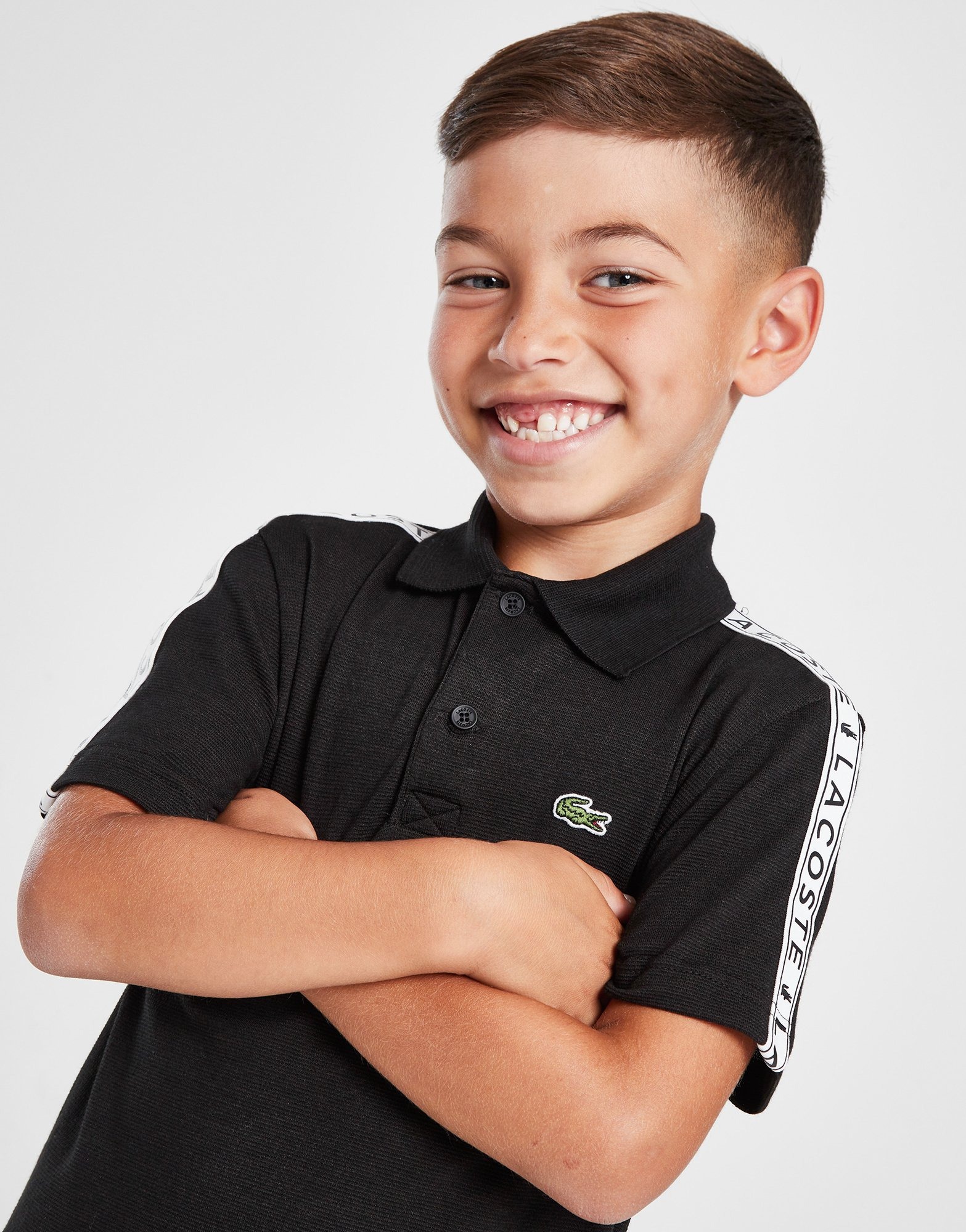 Black Lacoste Tape Polo Shirt Children's - JD Sports