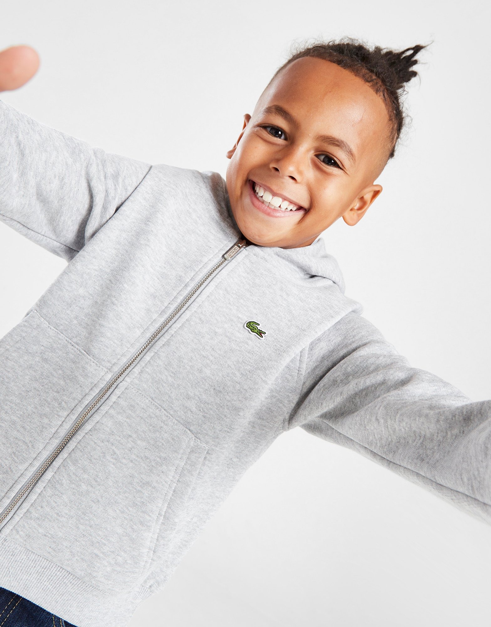 Grey Lacoste Small Croc Full Zip Hoodie Children JD Sports Global