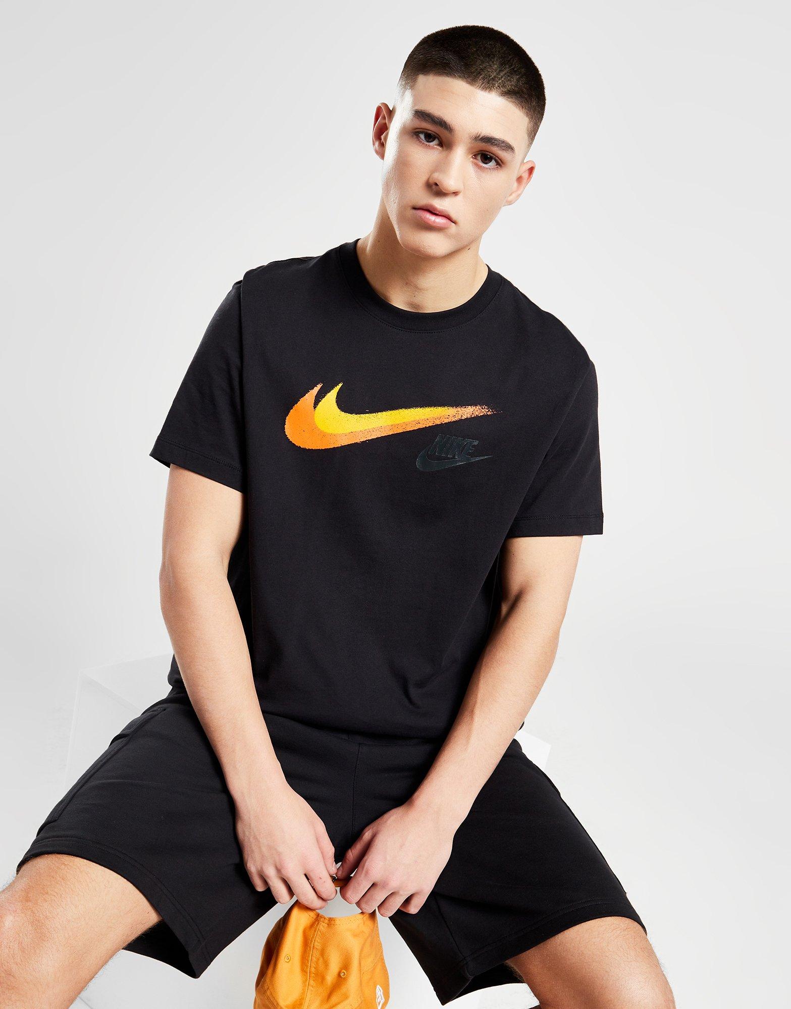 Black nike shirt store with gold swoosh