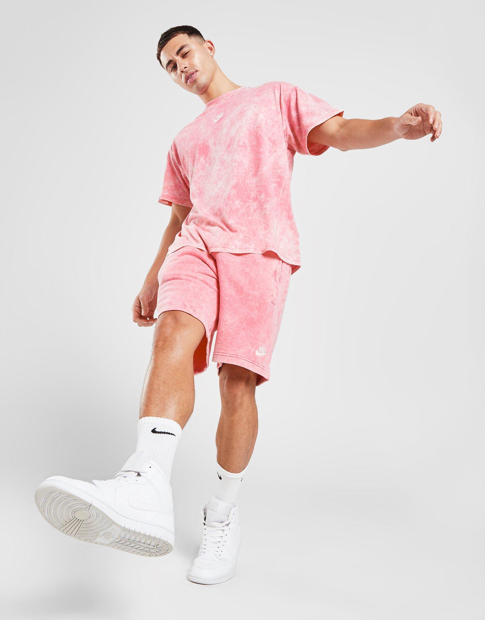 Pink nike fleece shorts mens sale