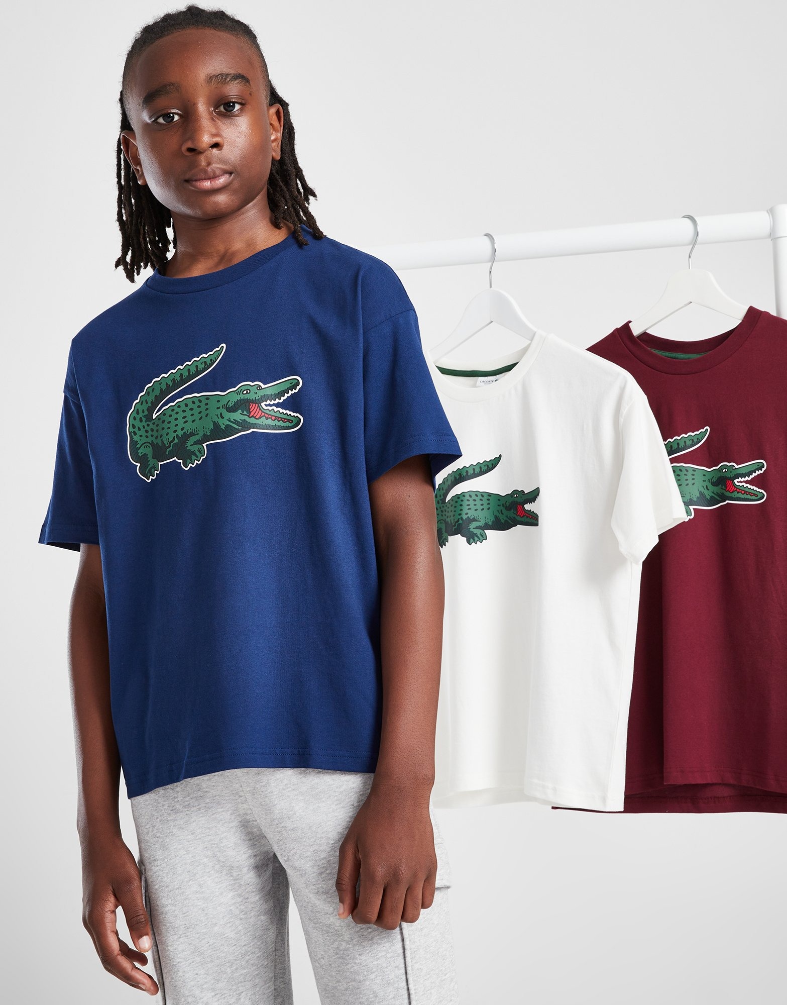 Blå Lacoste Large Croc Logo T-Shirt Junior - Sports Danmark