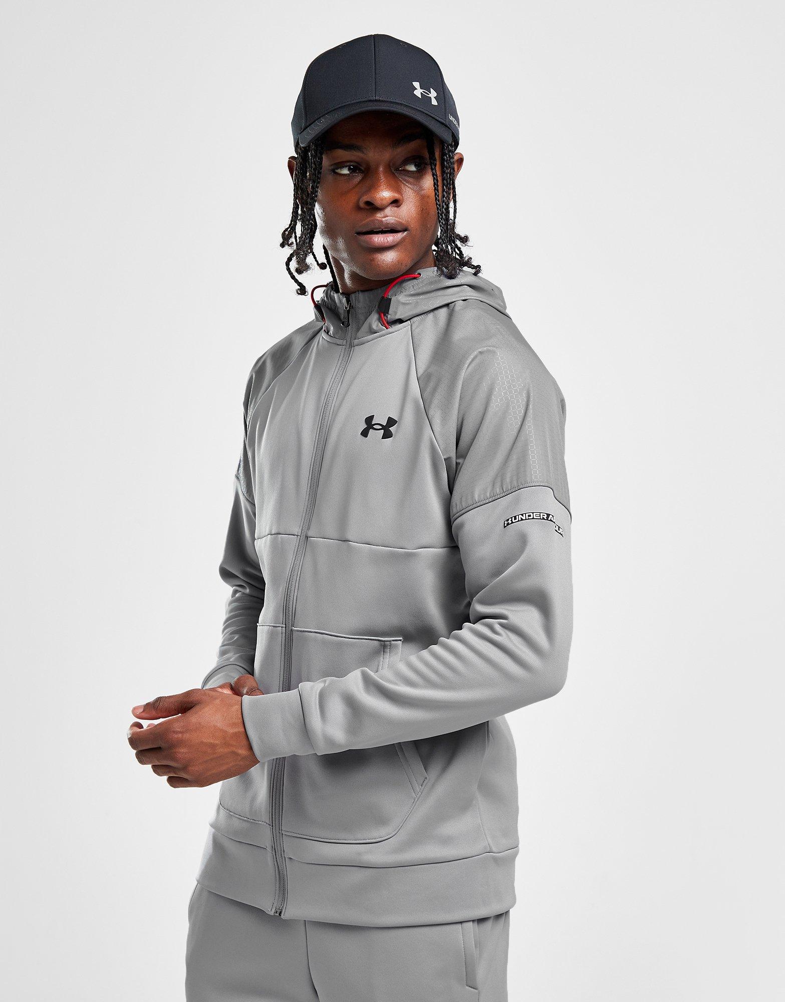 Grey Under Armour UA Armour Fleece Grid Full Zip Hoodie