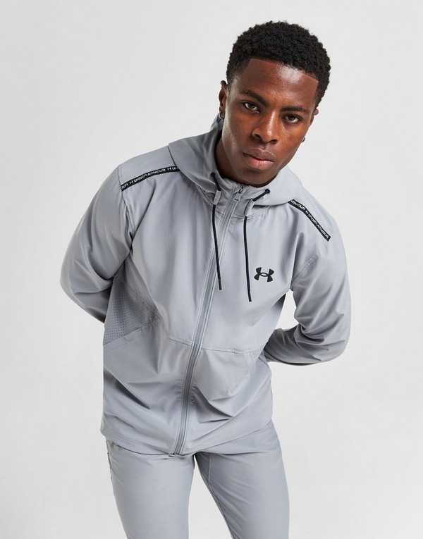 Under Armour Training woven full zip jacket in pink and white