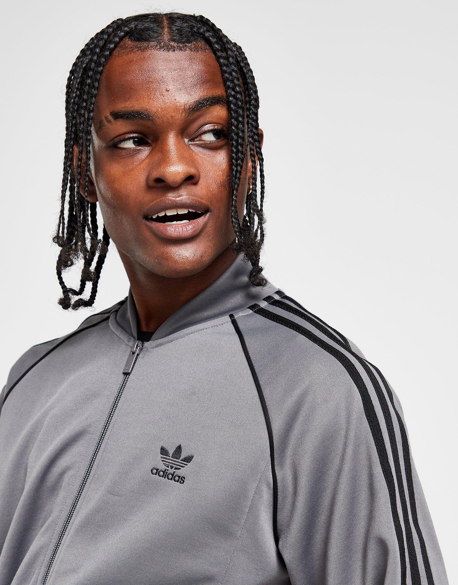 Adidas originals superstar track best sale top grey