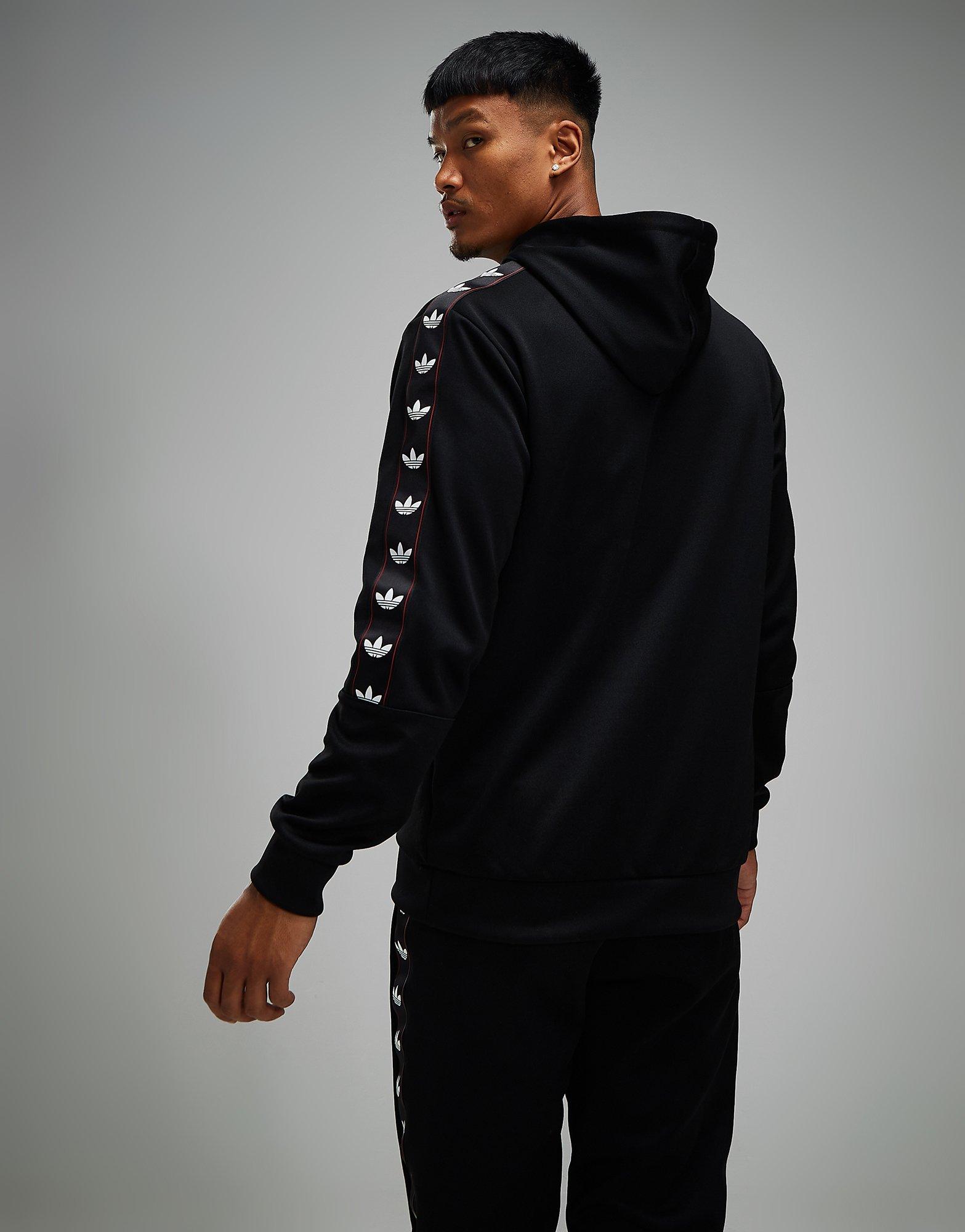 Adidas originals tape overhead hoodie outlet black