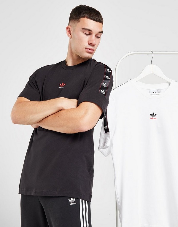 Black adidas Originals Monogram Tape T-Shirt | Sports Global