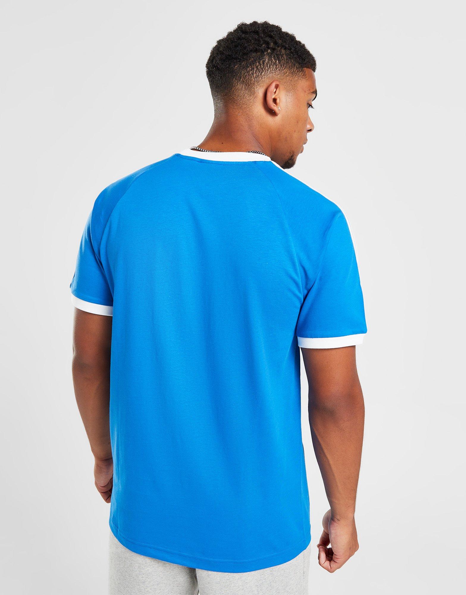 Adidas originals california 3 stripe t shirt blue clearance