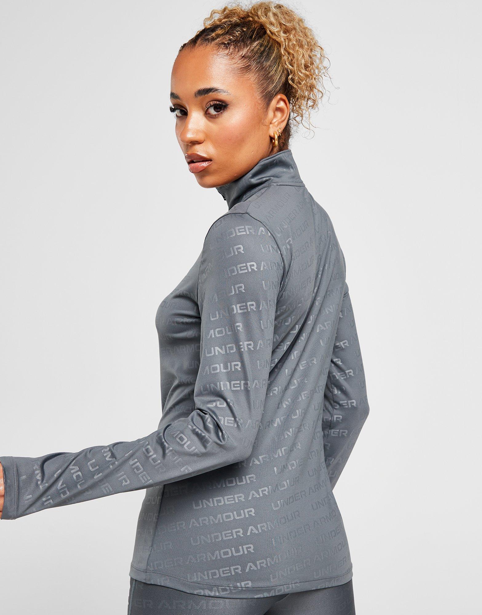 Grey Under Armour Emboss Heatgear All Over Print 1/4 Zip Top - JD Sports