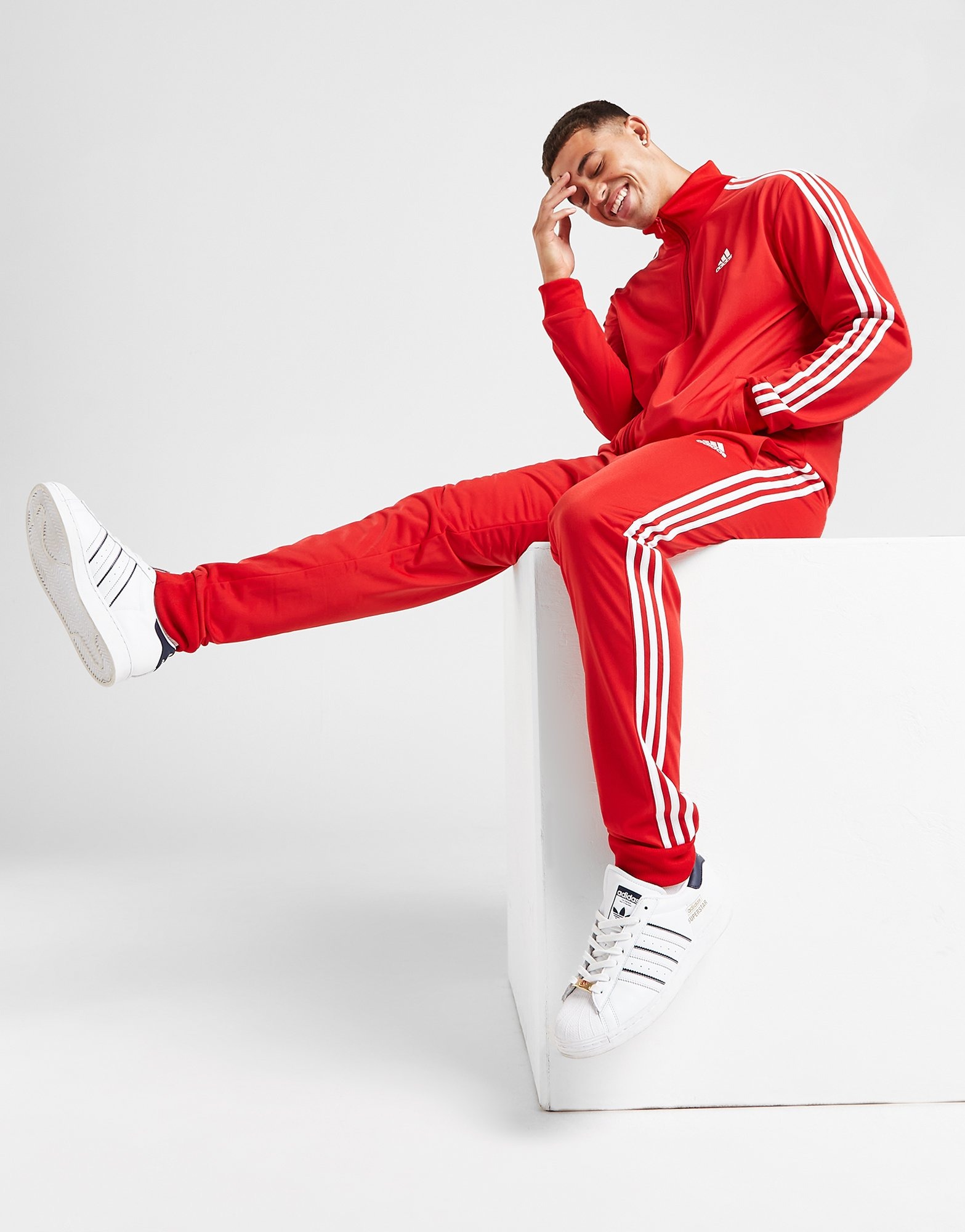 Red adidas Badge of Sport 3-Stripes Tracksuit - JD Sports Global