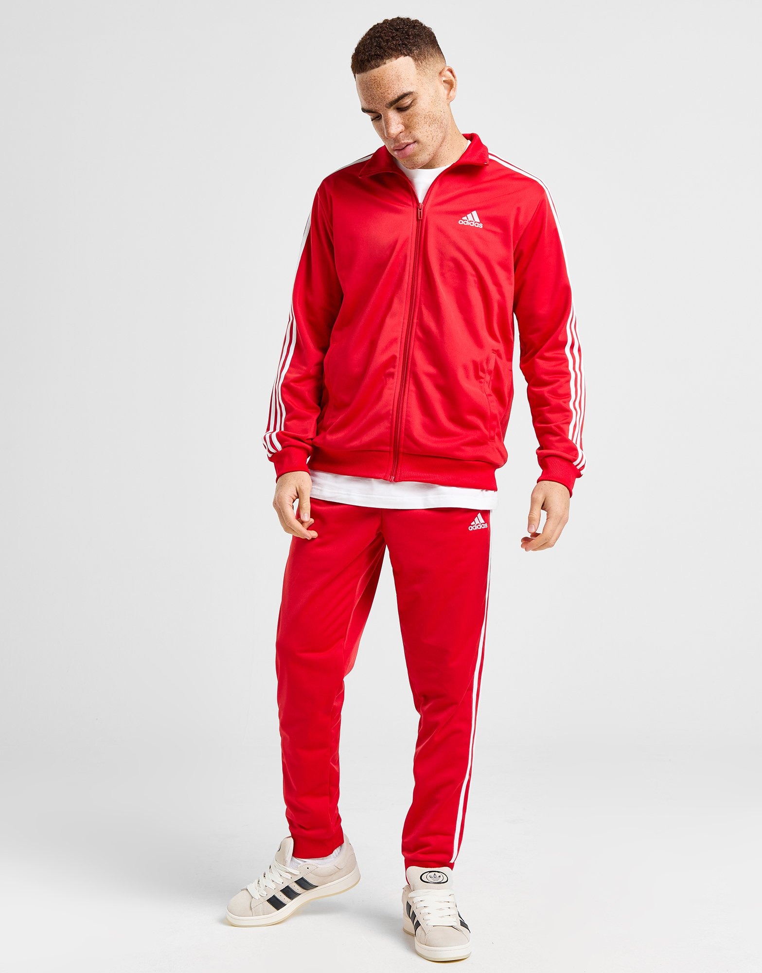 Red adidas Badge of Sport 3-Stripes Tracksuit - JD Sports Global