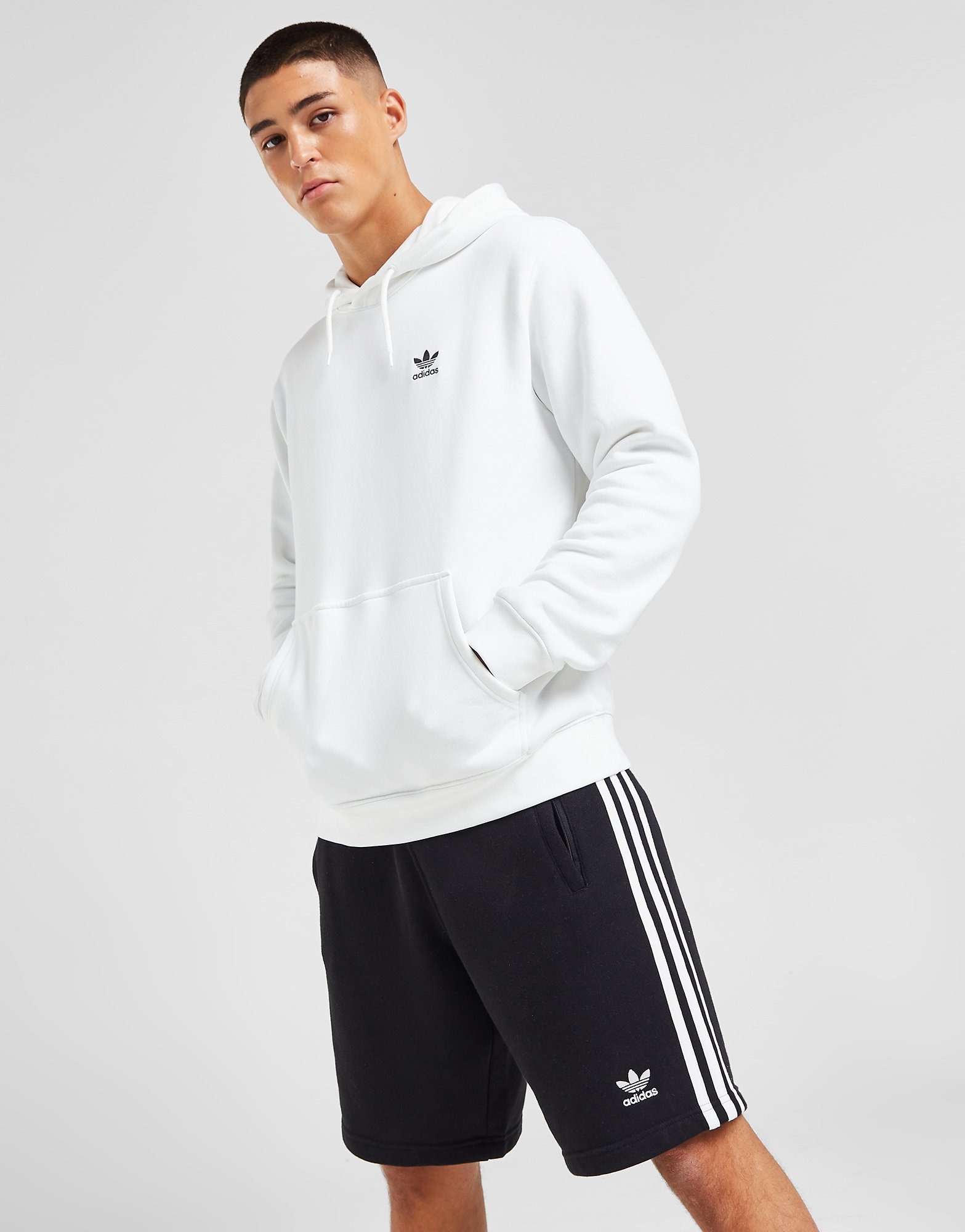 White adidas Originals Trefoil Essential Fleece Hoodie | JD Sports Global