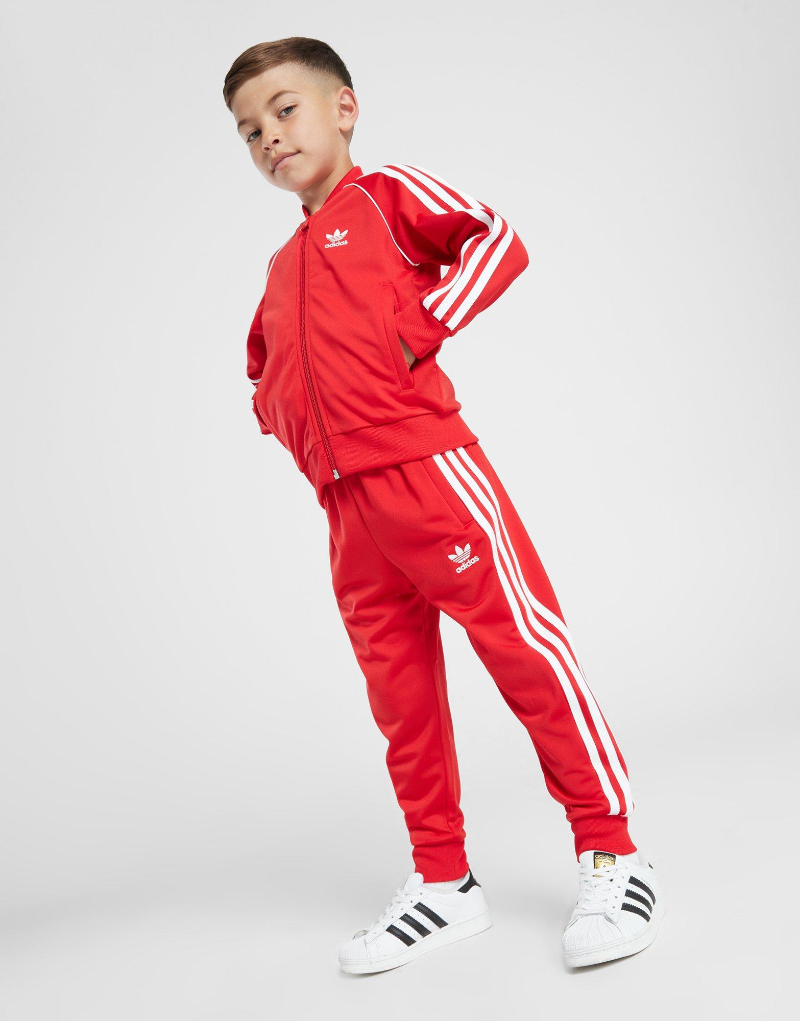 Adidas red tracksuit toddler hotsell