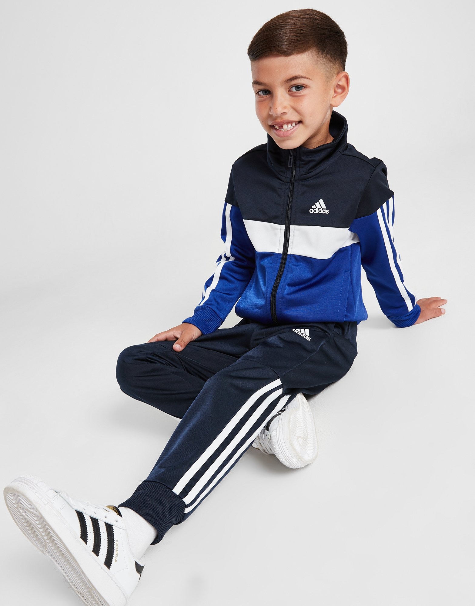 adidas 3 Stripes Poly Tracksuit Children in Bianco JD Sports