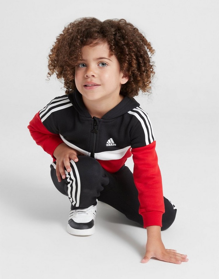 Black adidas Colour Block Full Zip Tracksuit Infant - JD Sports
