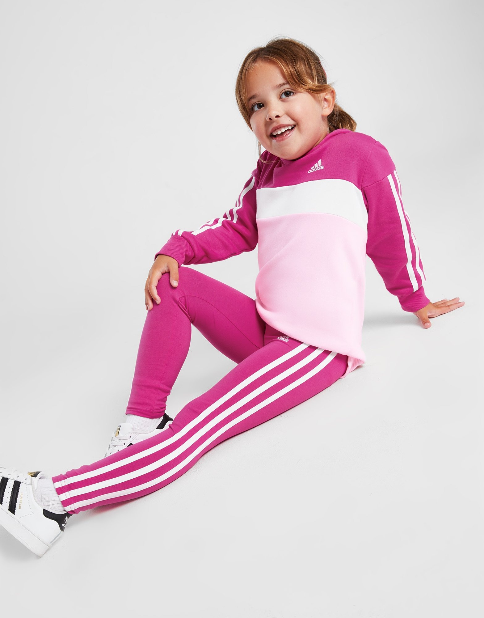 Pink adidas Girls' 3-Stripes Hoodie/Leggings Set Children - JD Sports NZ