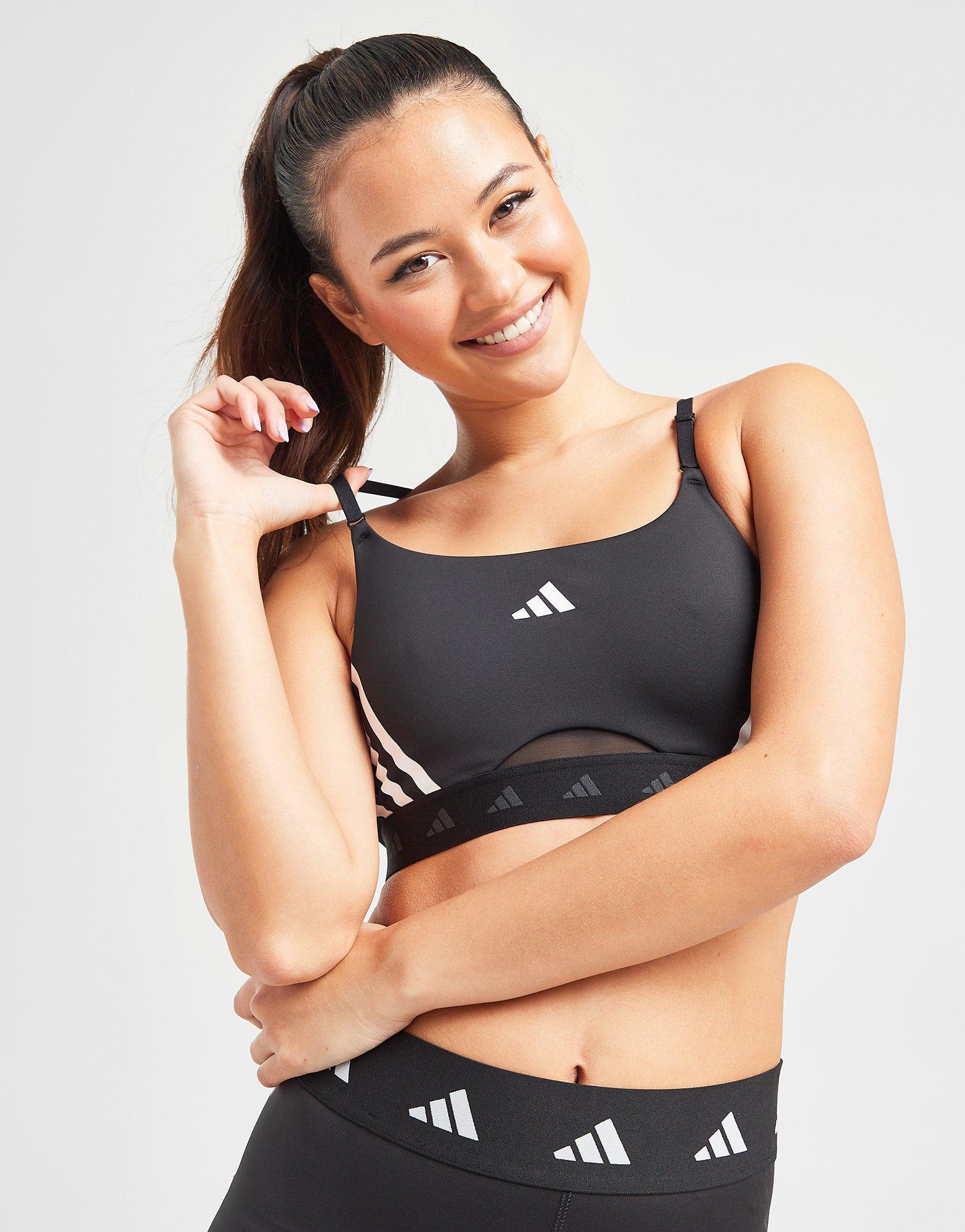 adidas All Me 3 Stripes Womens Sports Bra - Black