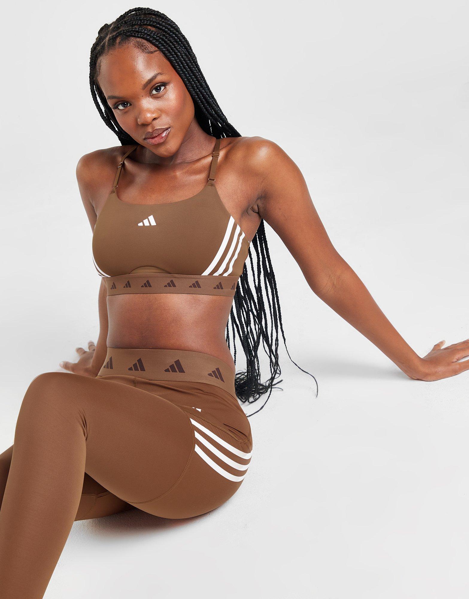 Brown adidas Training Aeroreact Hyperglam Sports Bra - JD Sports