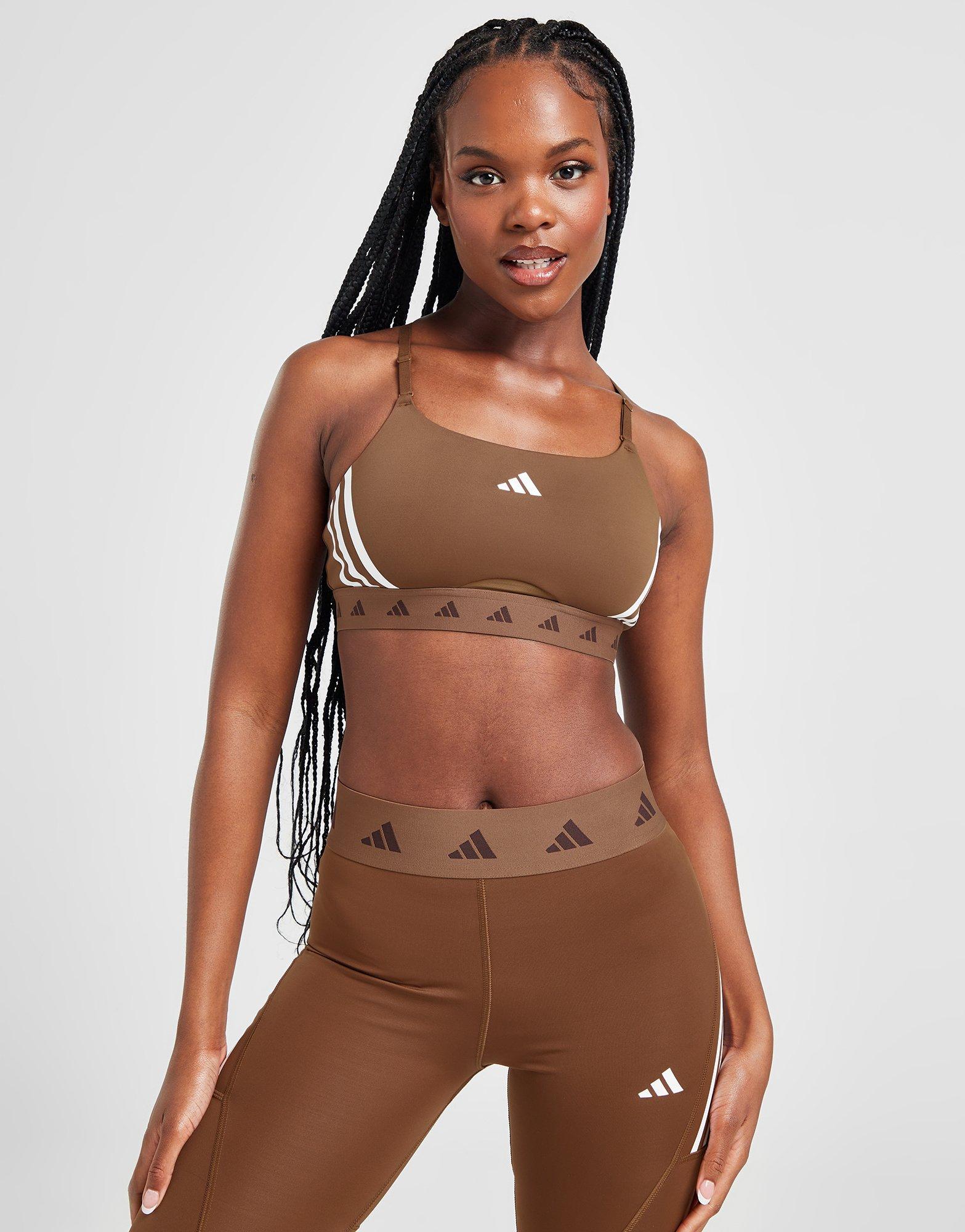 Brown adidas Training Aeroreact Hyperglam Sports Bra - JD Sports Global