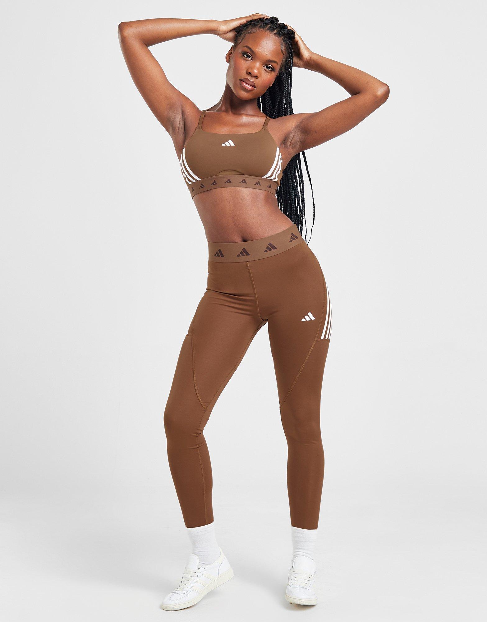 Brown adidas Training Aeroreact Hyperglam Sports Bra - JD Sports Global