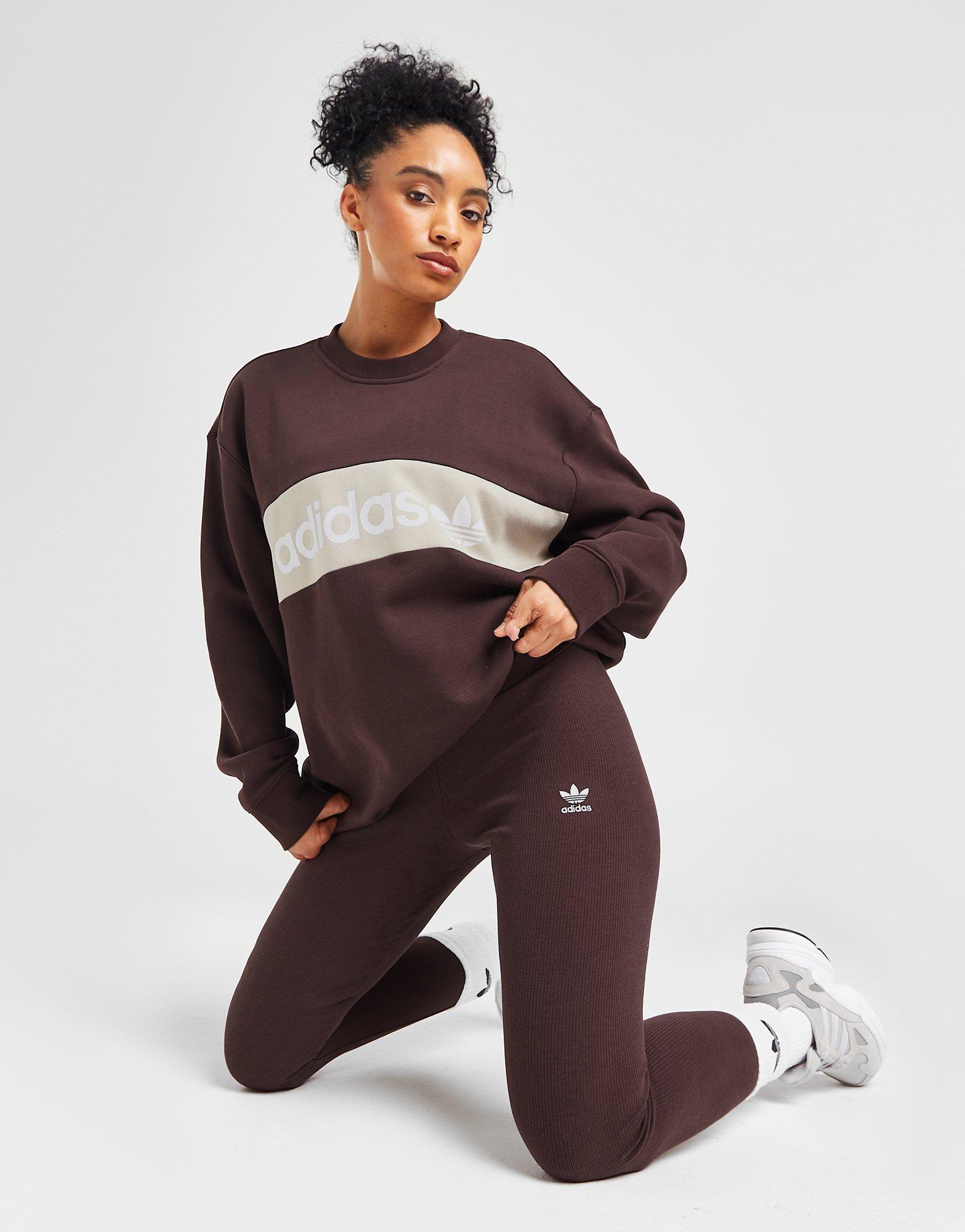 Brown adidas Originals Ribbed Leggings