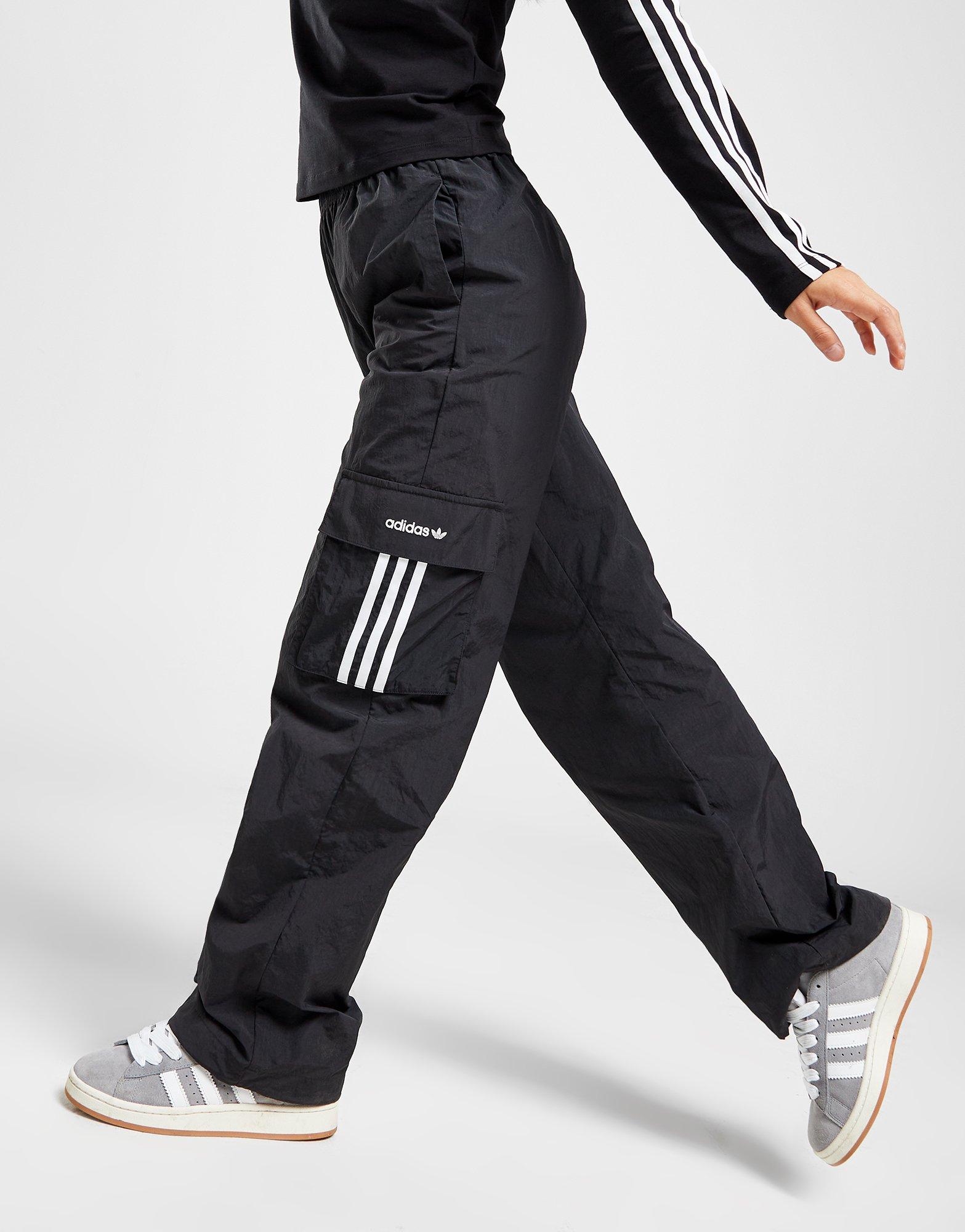 adidas Originals Adicolor 3 stripe cargo sweatpants in black