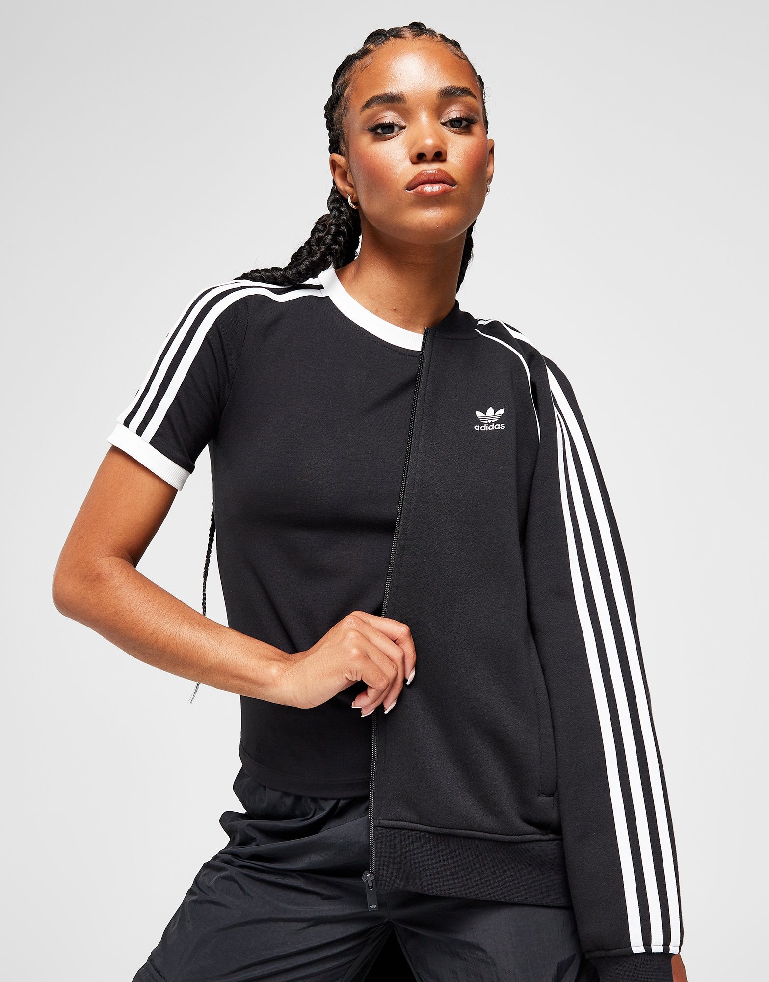 Black adidas Originals 3-Stripes Fleece Bomber Jacket | JD Sports UK