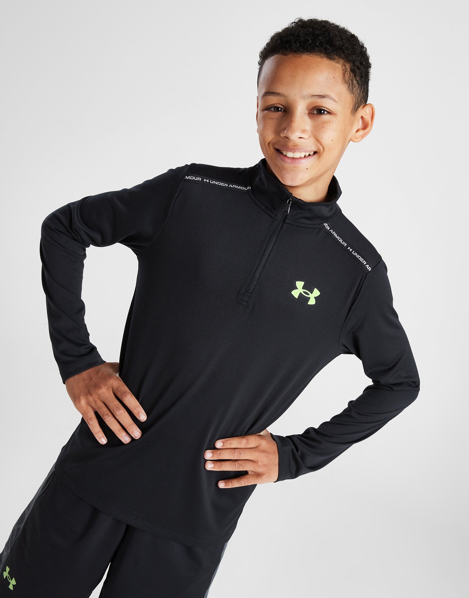 Black Under Armour Tech Wordmark 1/2 Zip Track Top Junior JD Sports NZ