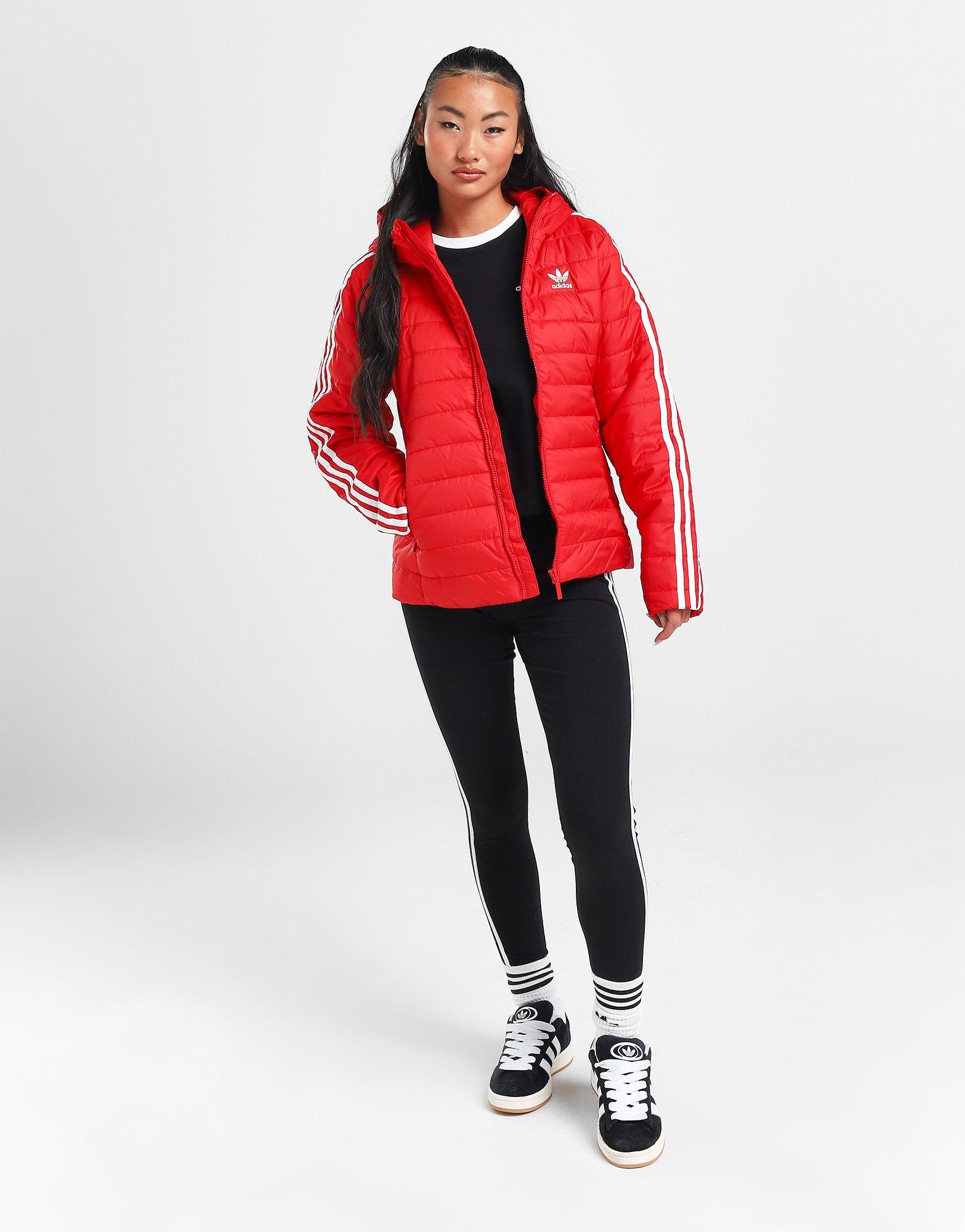 Adidas originals three stripe padded jacket in outlet red