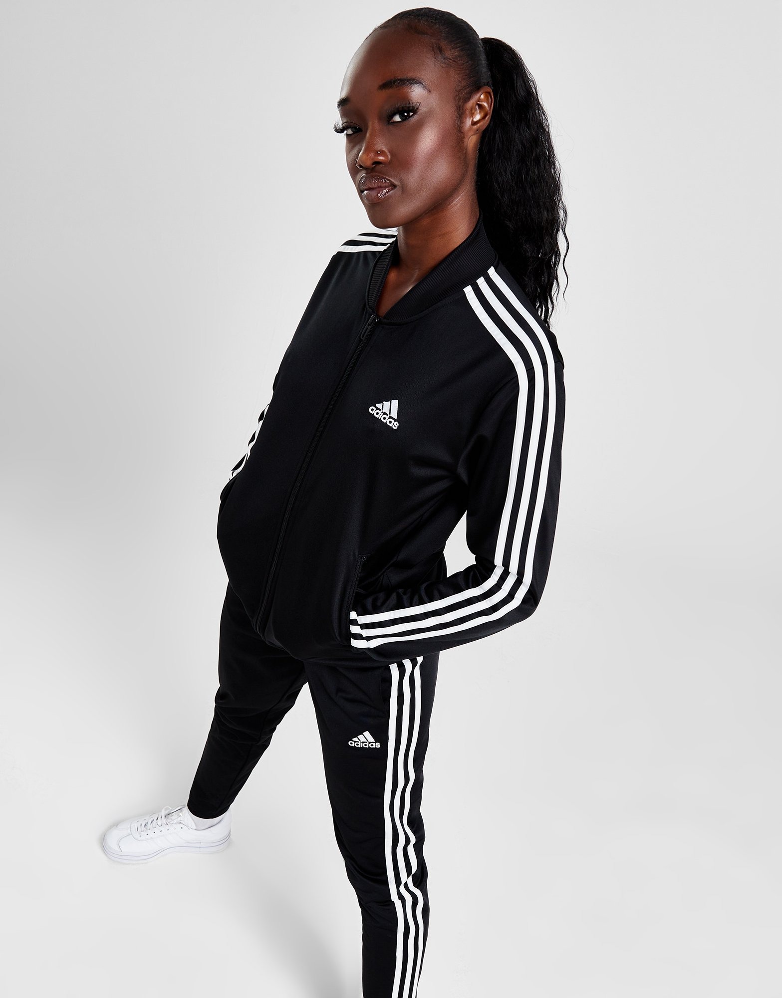 adidas Essentials 3 Streifen Trainingsanzug Schwarz JD Sports Deutschland