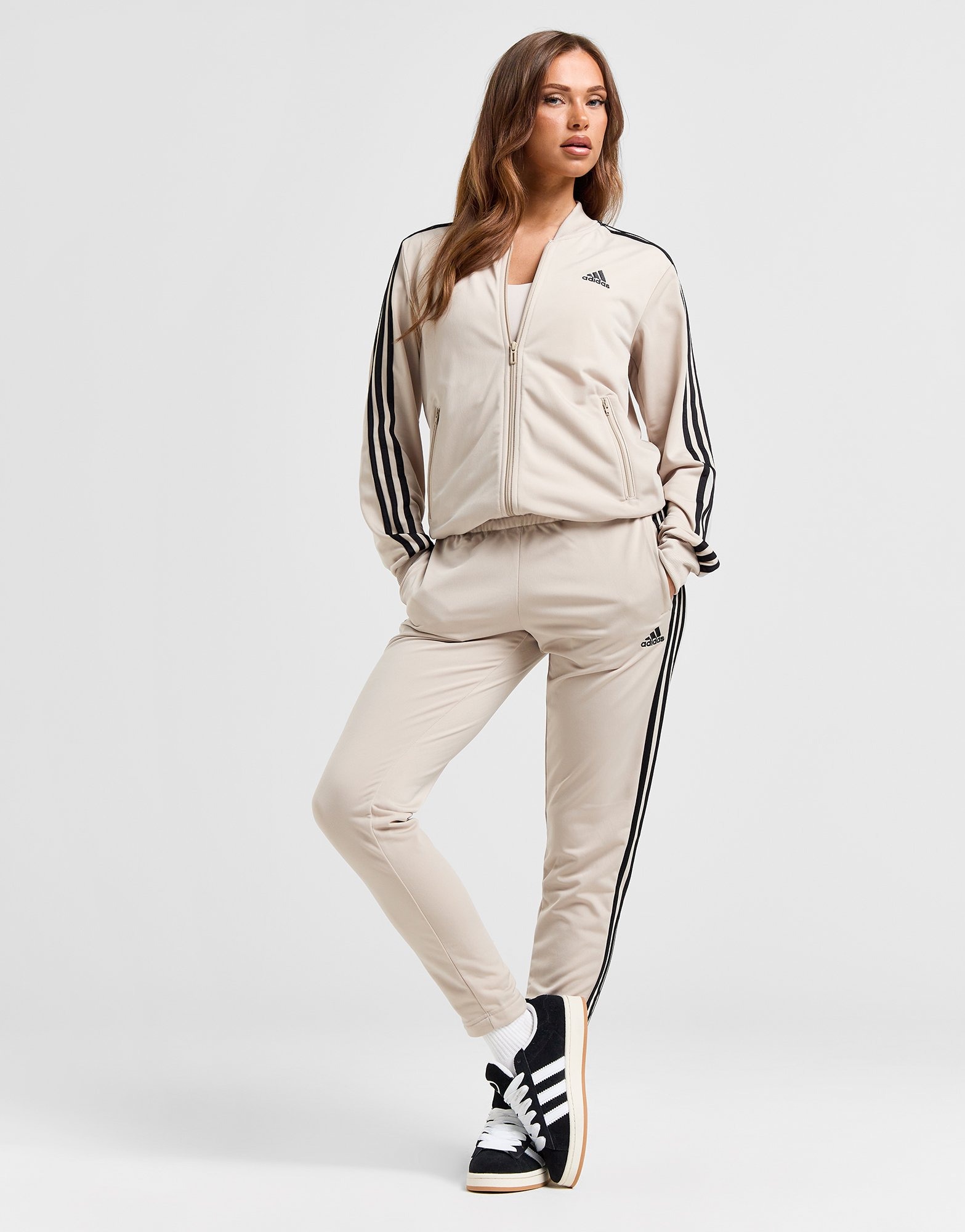 Brown adidas 3 Stripes Essential Tracksuit JD Sports Global