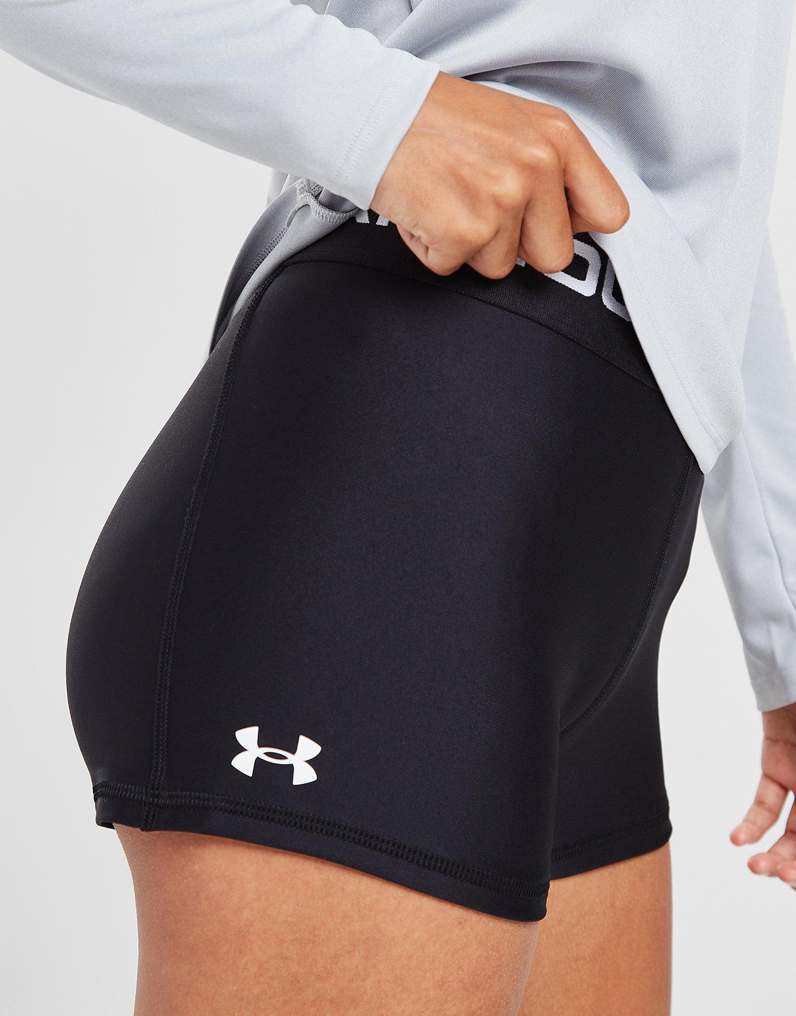 Girls Under Armour Shiny Spandex Compression Shorts Black Youth