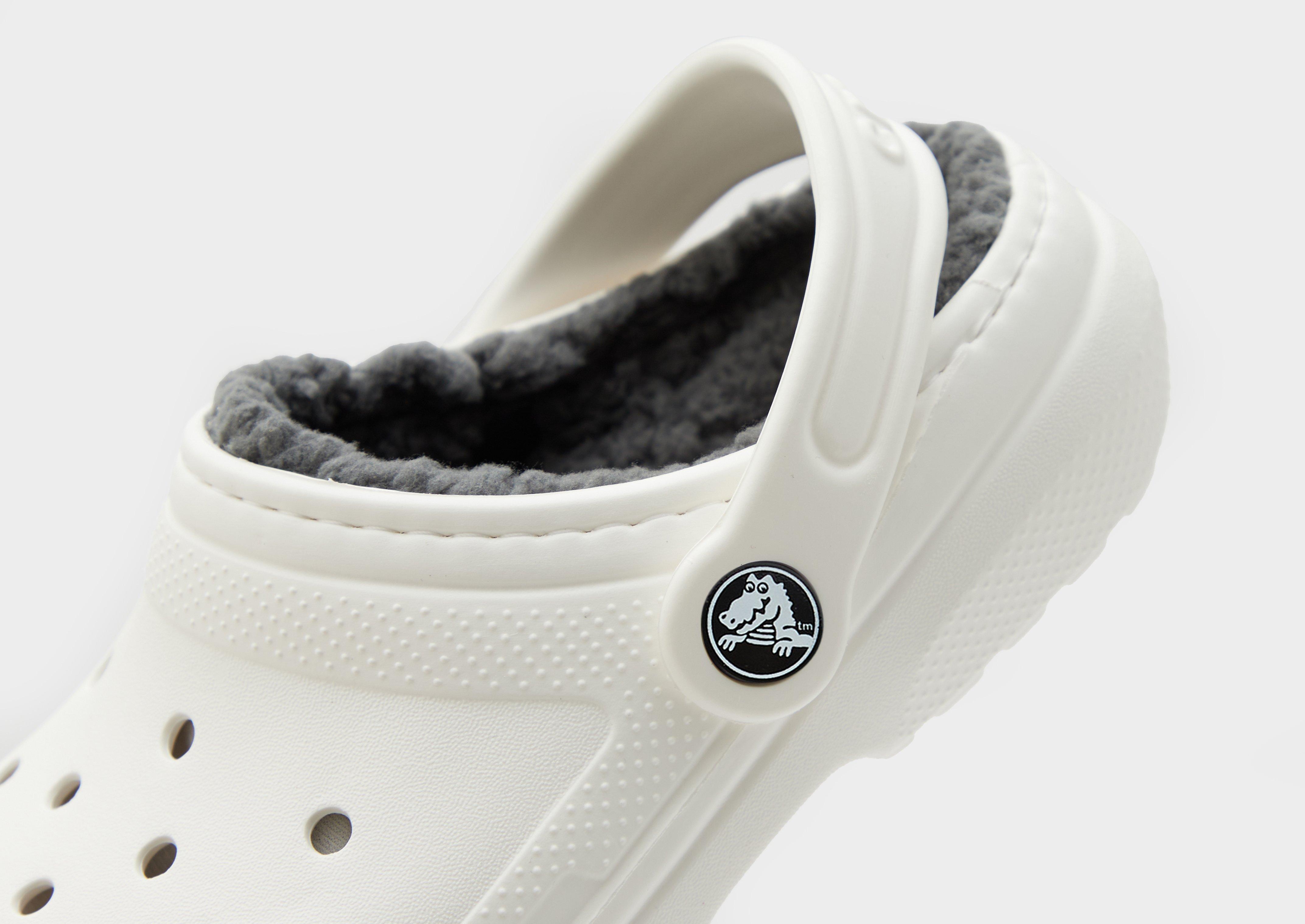 White fur crocs online kids