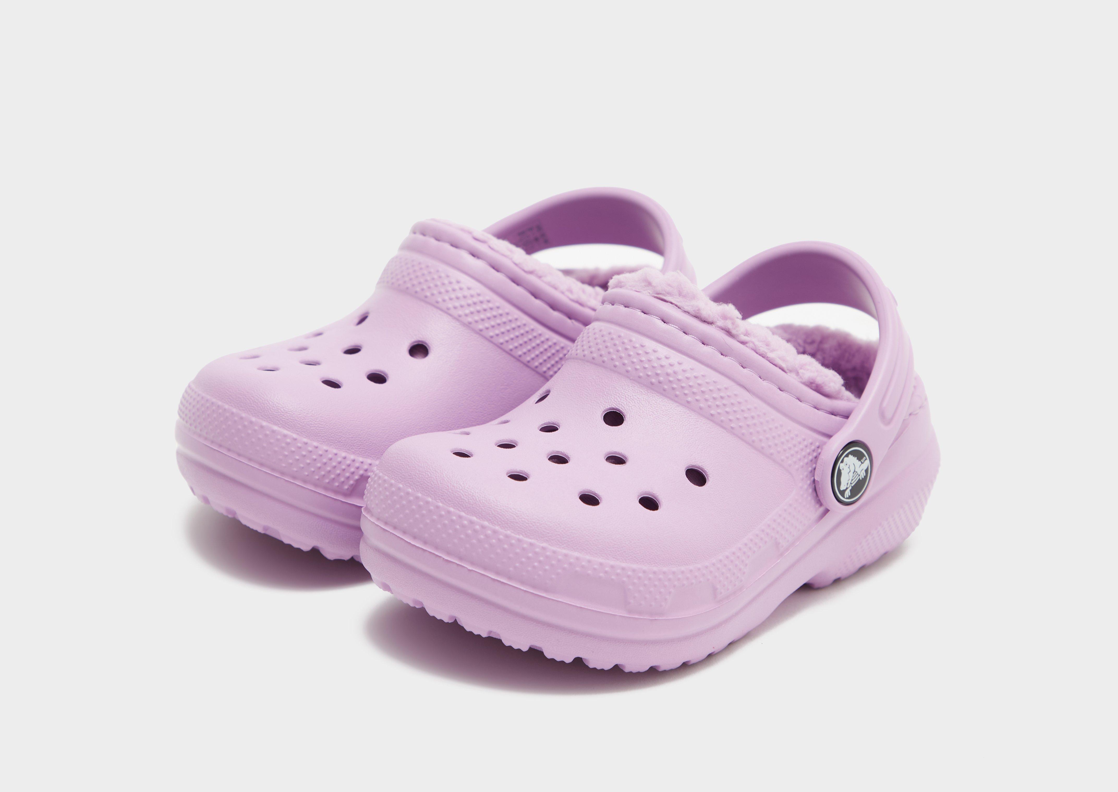 Purple sales fur crocs